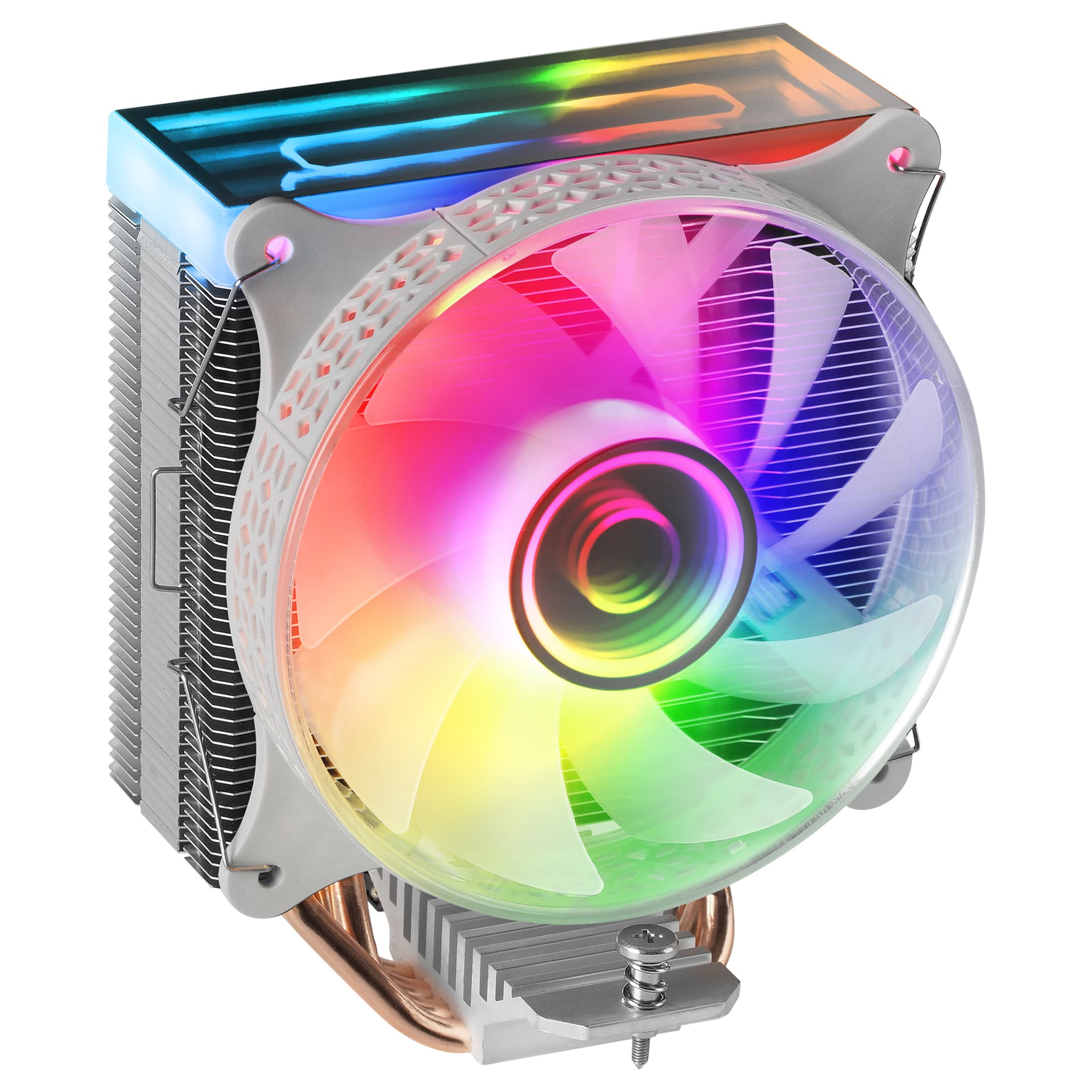 MARS GAMING MCPU-VR CPU COOLER, DUAL INFINITE MIRROR ARGB, SILENT PWM FAN, 4X HEATPIPE, 180W, WHITE