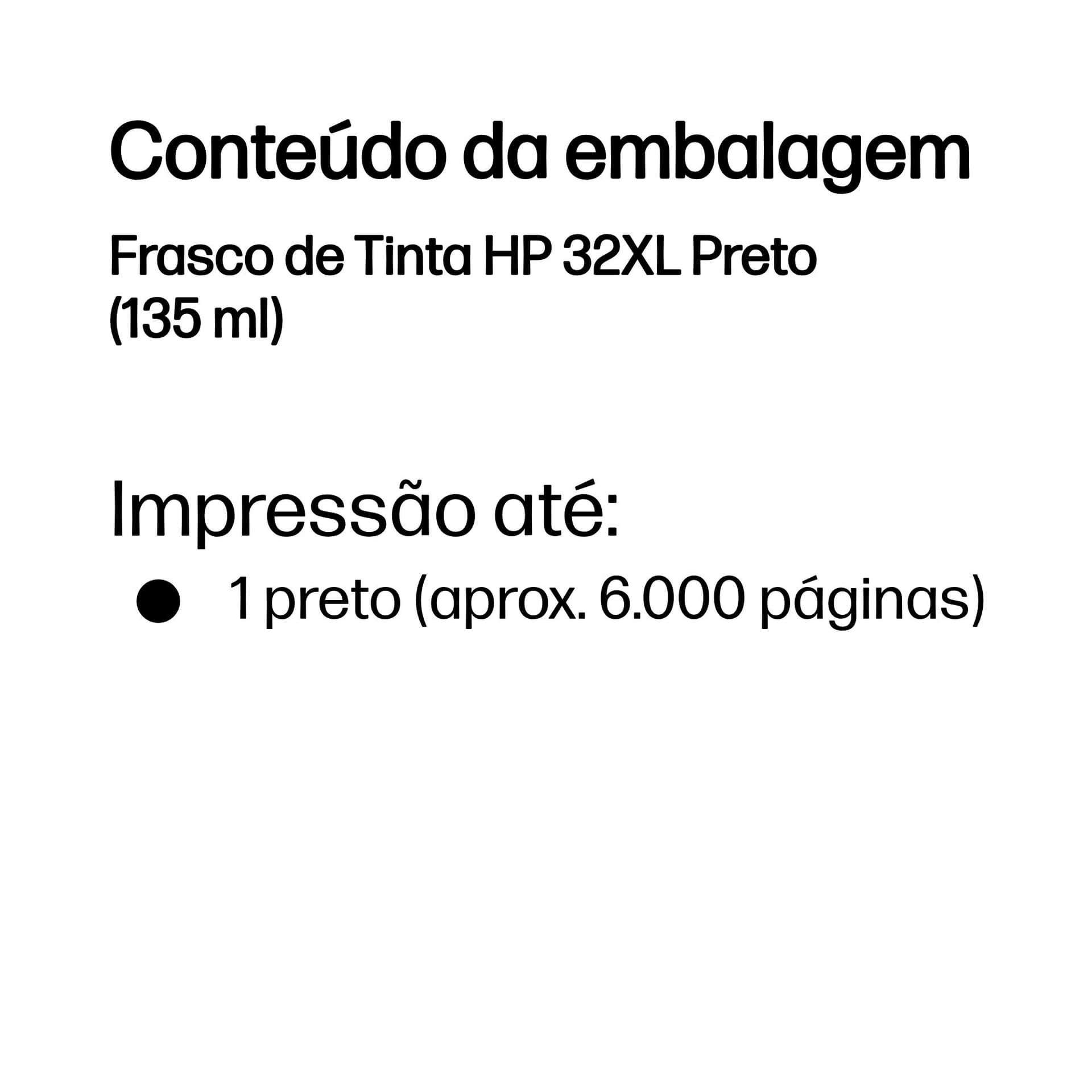 HP Frasco de Tinta 32XL Preto (135 ml), miniatura 2