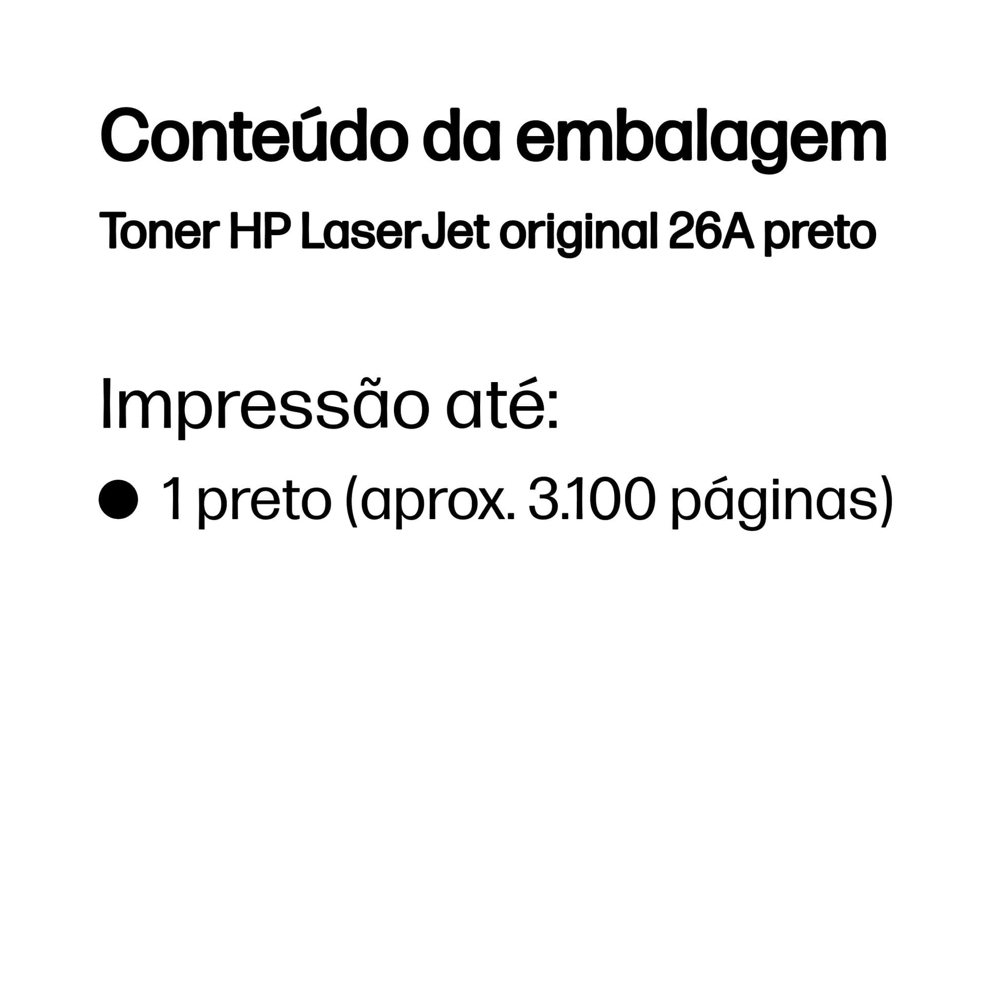 HP Toner LaserJet original 26A preto, miniatura 3