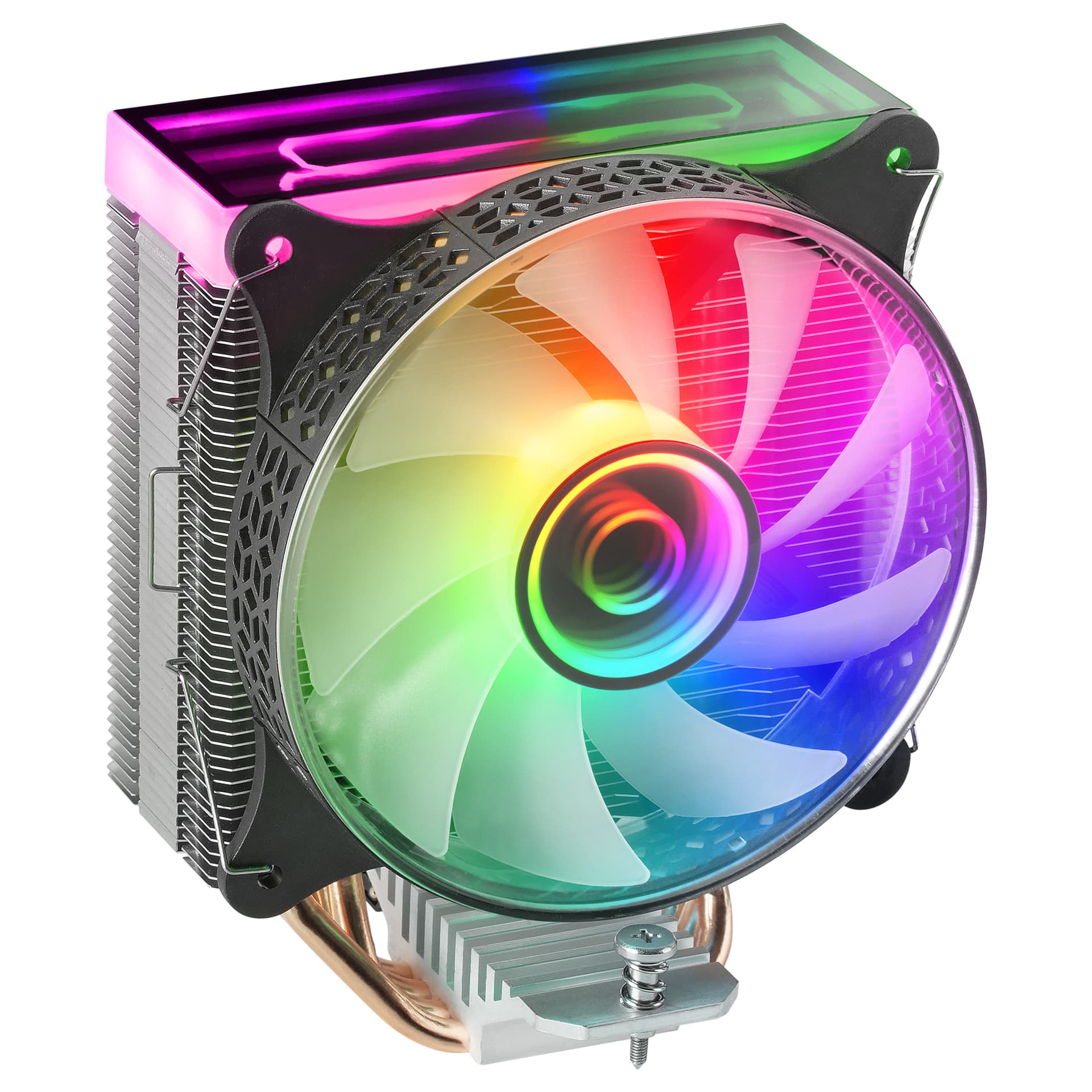 MARS GAMING MCPU-VR CPU COOLER, DUAL INFINITE MIRROR ARGB, SILENT PWM FAN, 4X HEATPIPE, 180W, BLACK