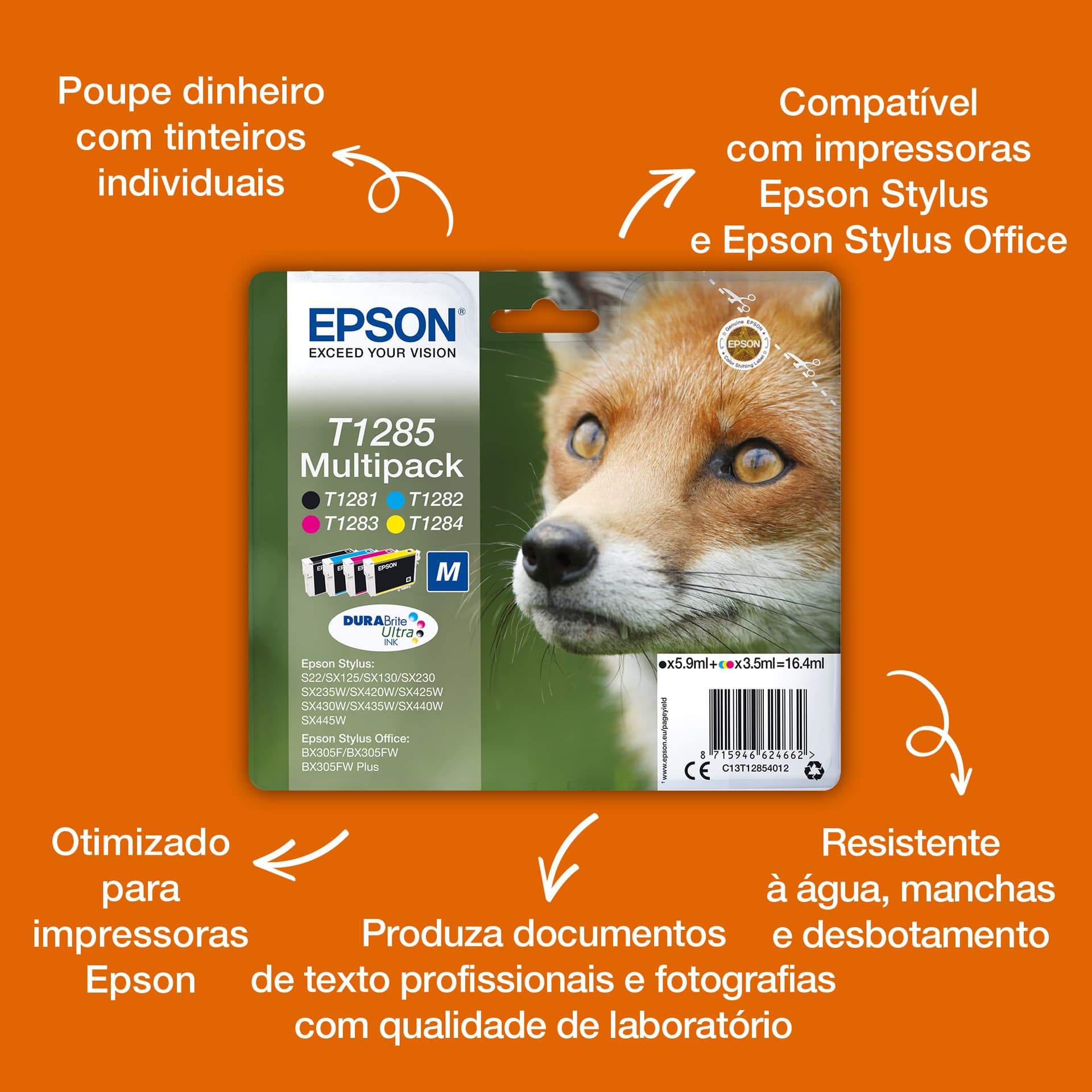Epson Fox T1284 Conjunto individual amarelo DURABrite Ultra Raposa, miniatura 3