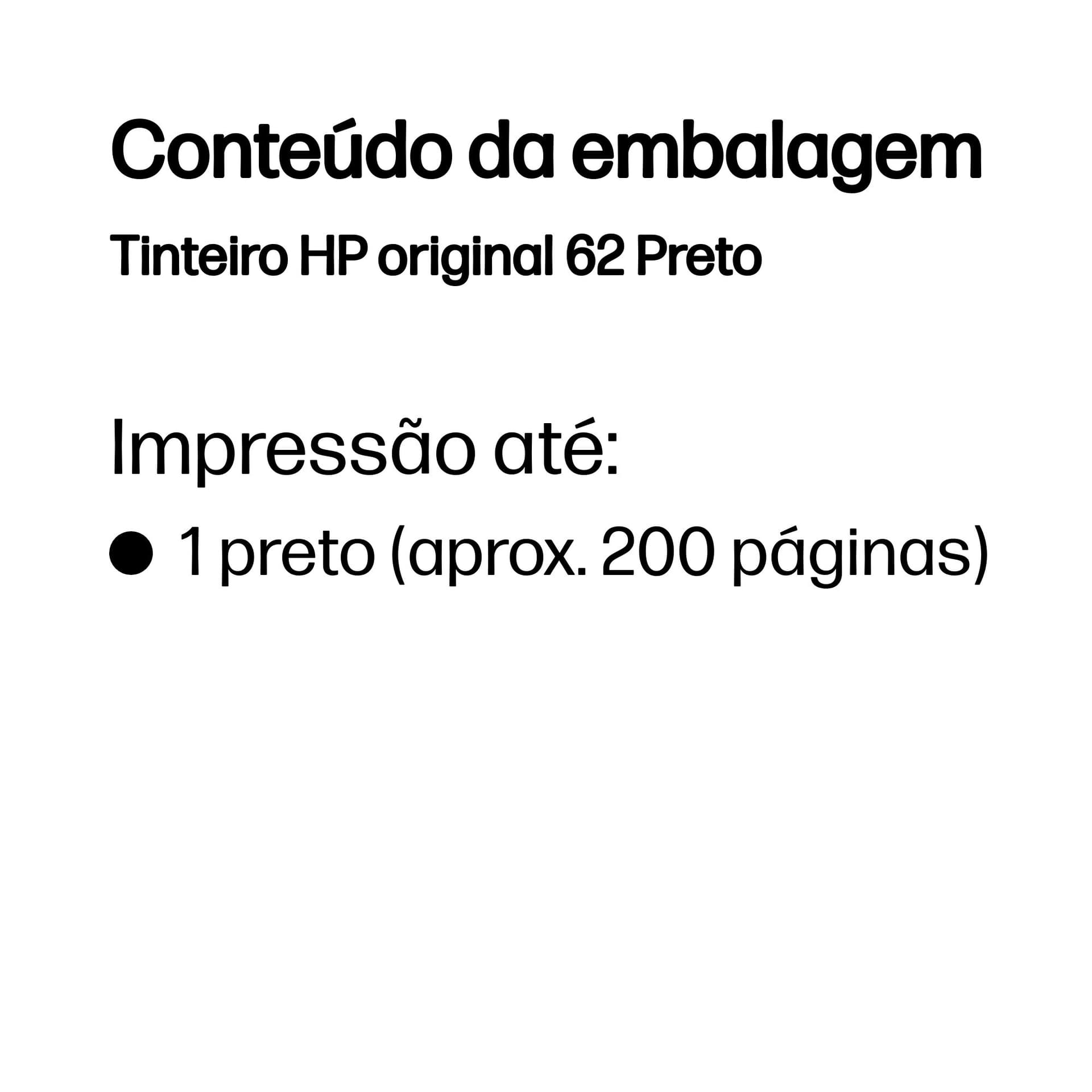 HP Tinteiro original 62 Preto, miniatura 3