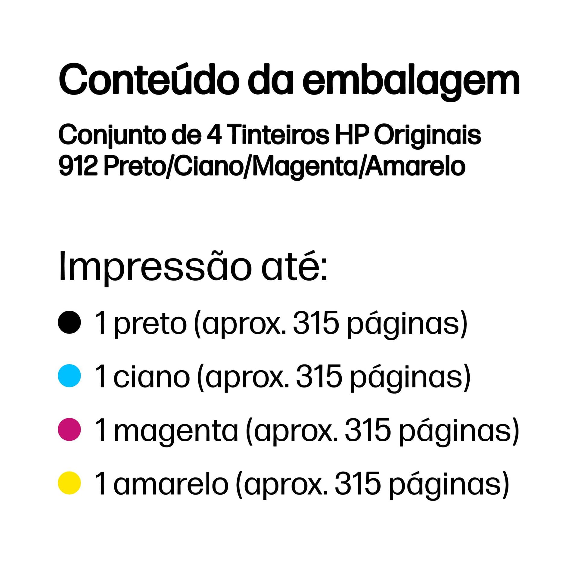 HP Conjunto de 4 Tinteiros Originais 912 Preto/Ciano/Magenta/Amarelo, miniatura 3