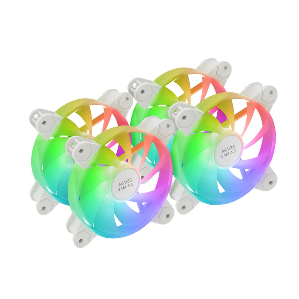 MARS GAMING MF-4A 4X 120MM FULL ARGB FRAMELESS FANS WHITE