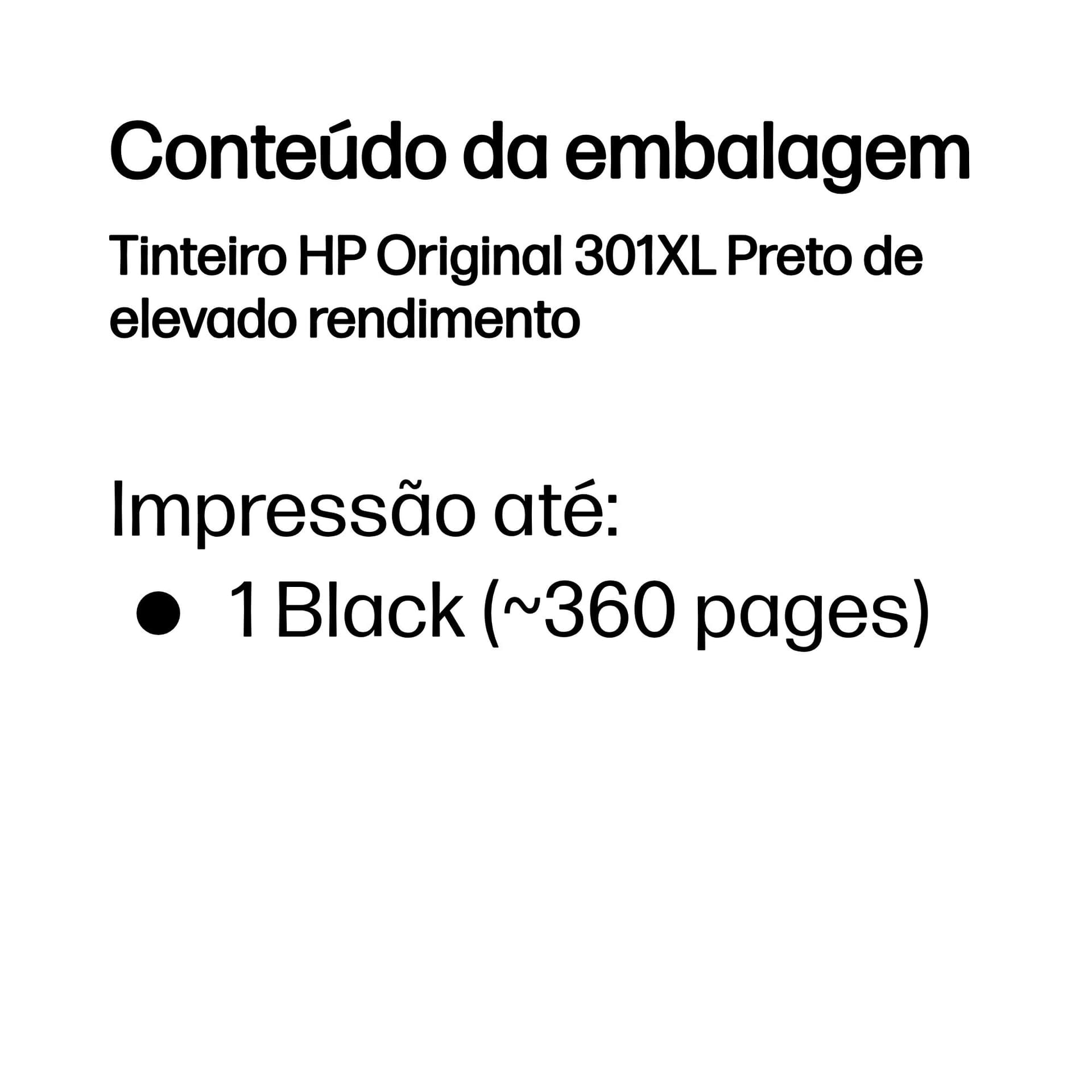 HP Tinteiro Original 301XL Preto de elevado rendimento, miniatura 3
