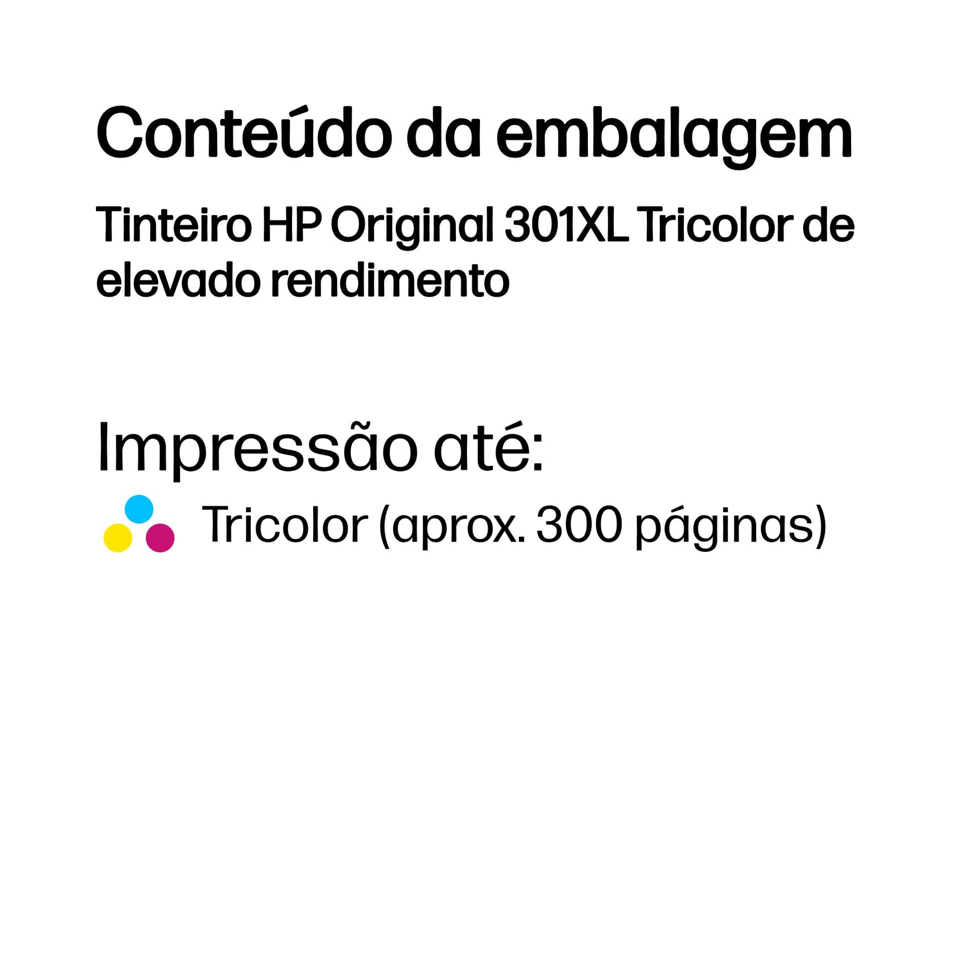 HP Tinteiro Original 301XL Tricolor de elevado rendimento, miniatura 3