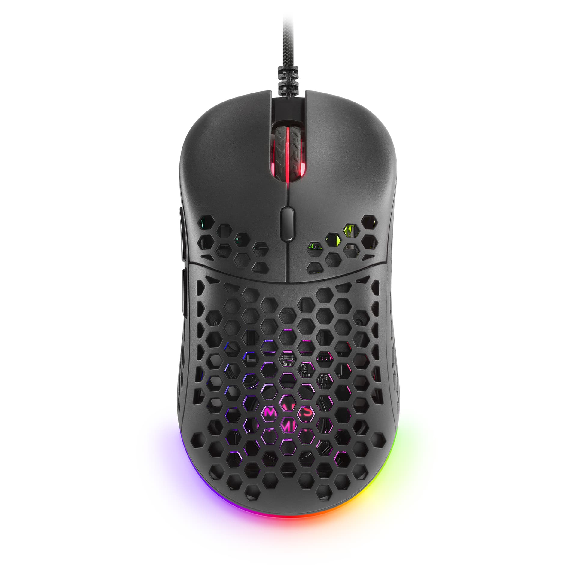 MARS GAMING MM55 BLACK MOUSE, 12800DPI, EXTREME-LIGHT 55G, RGB, PARACORD, SOFT