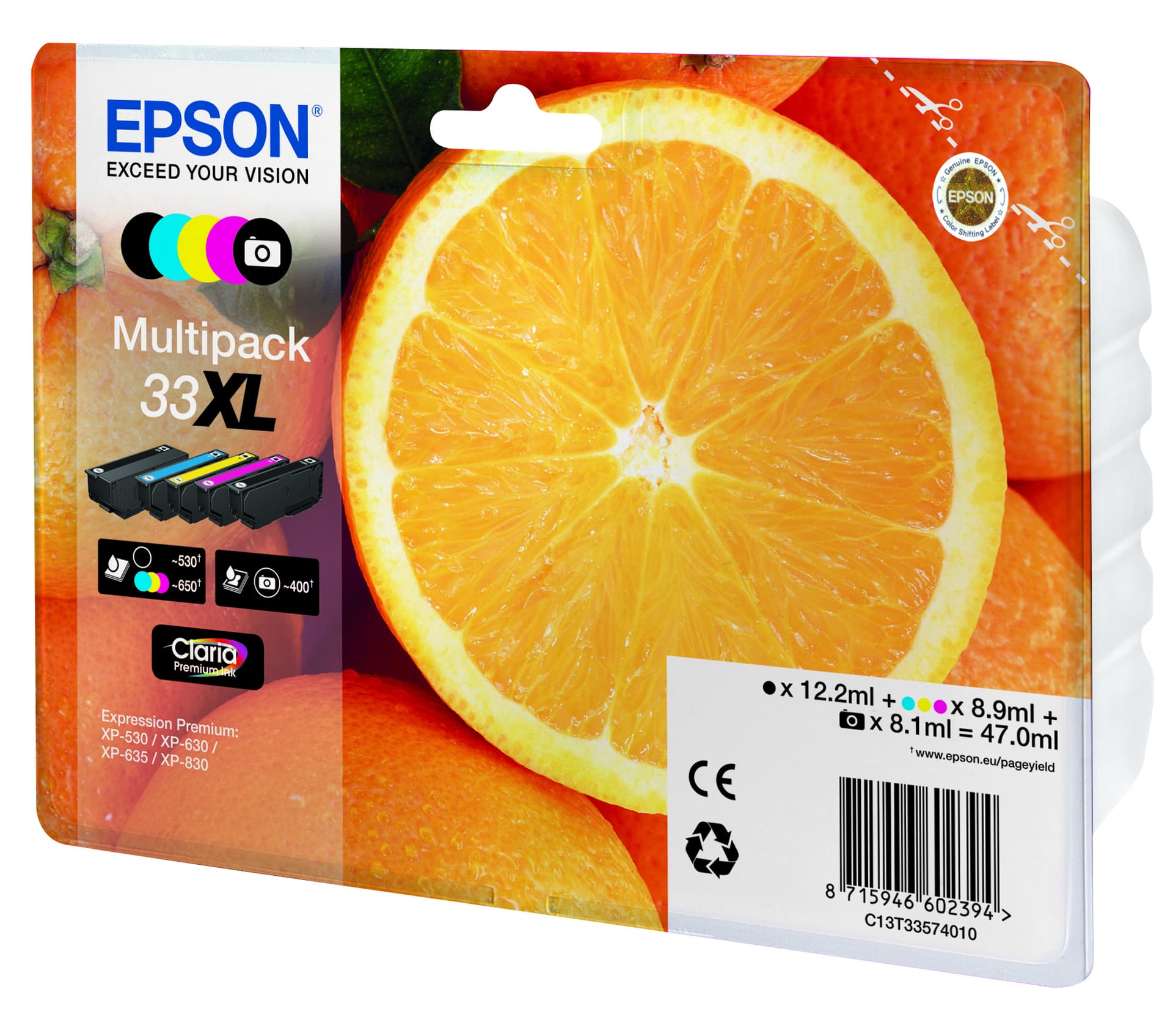 Epson Oranges 33XL Tinta multipack de 5 cores Claria Premium Claria Laranjas, miniatura 8