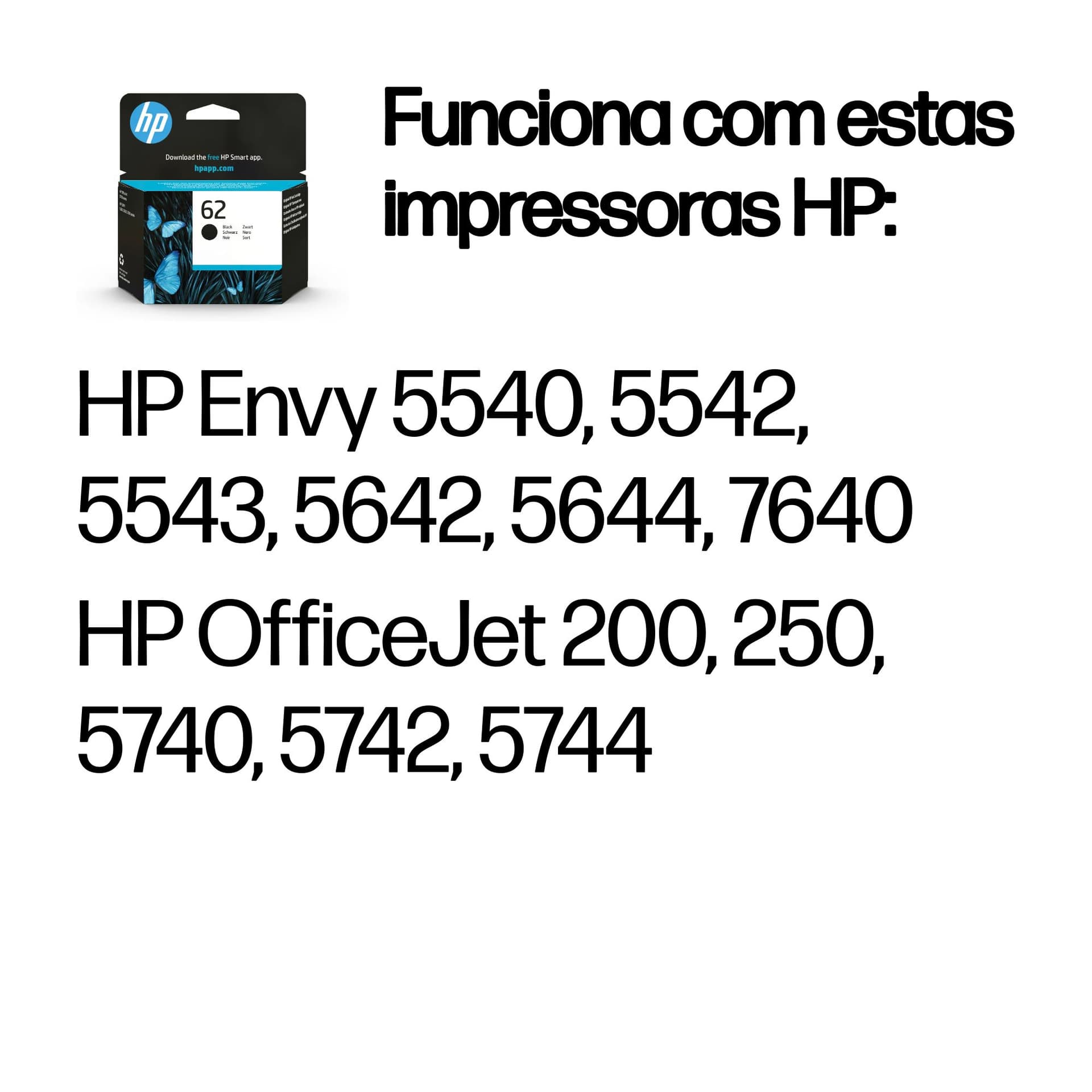 HP Tinteiro original 62 Preto, miniatura 2
