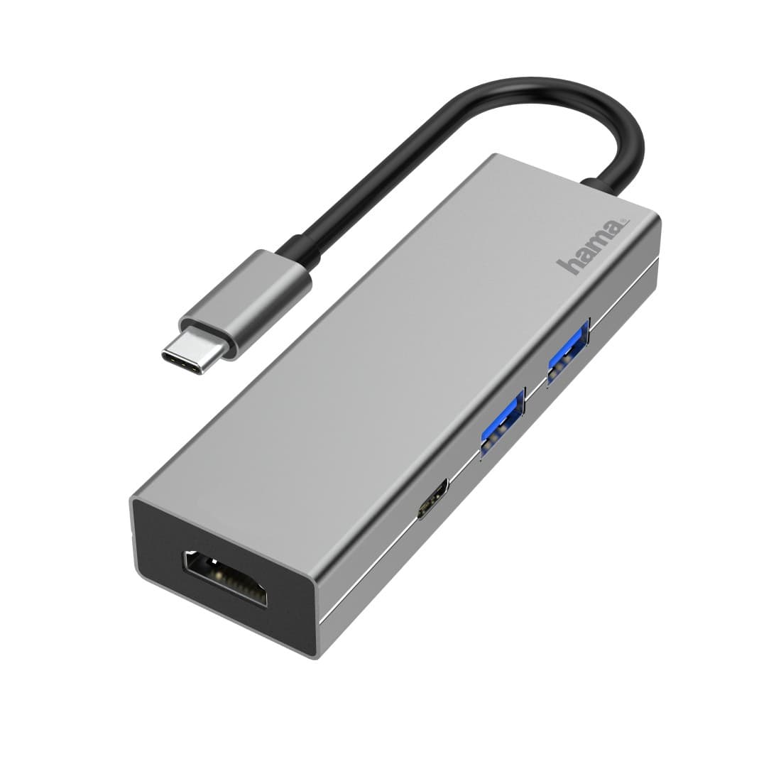 HAMA 200107 ezüst USB 3.1 Type-C HUB (2x USB A, 1x USB TYPE-C, HDMI)