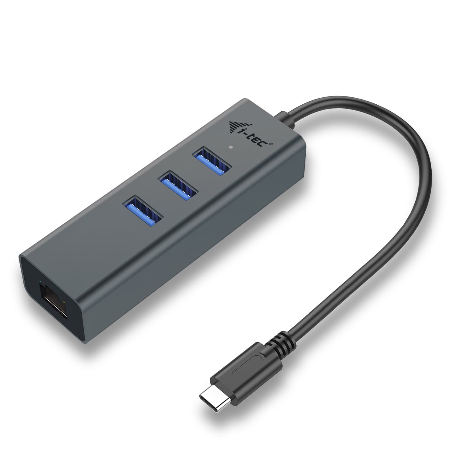 I-TEC USB-C Metal 3-Port HUB with Gigabit Ethernet Adapter 1x USB-C to RJ-45 3x USB 3.0 Port LED-Anzeige compatible with TB 3