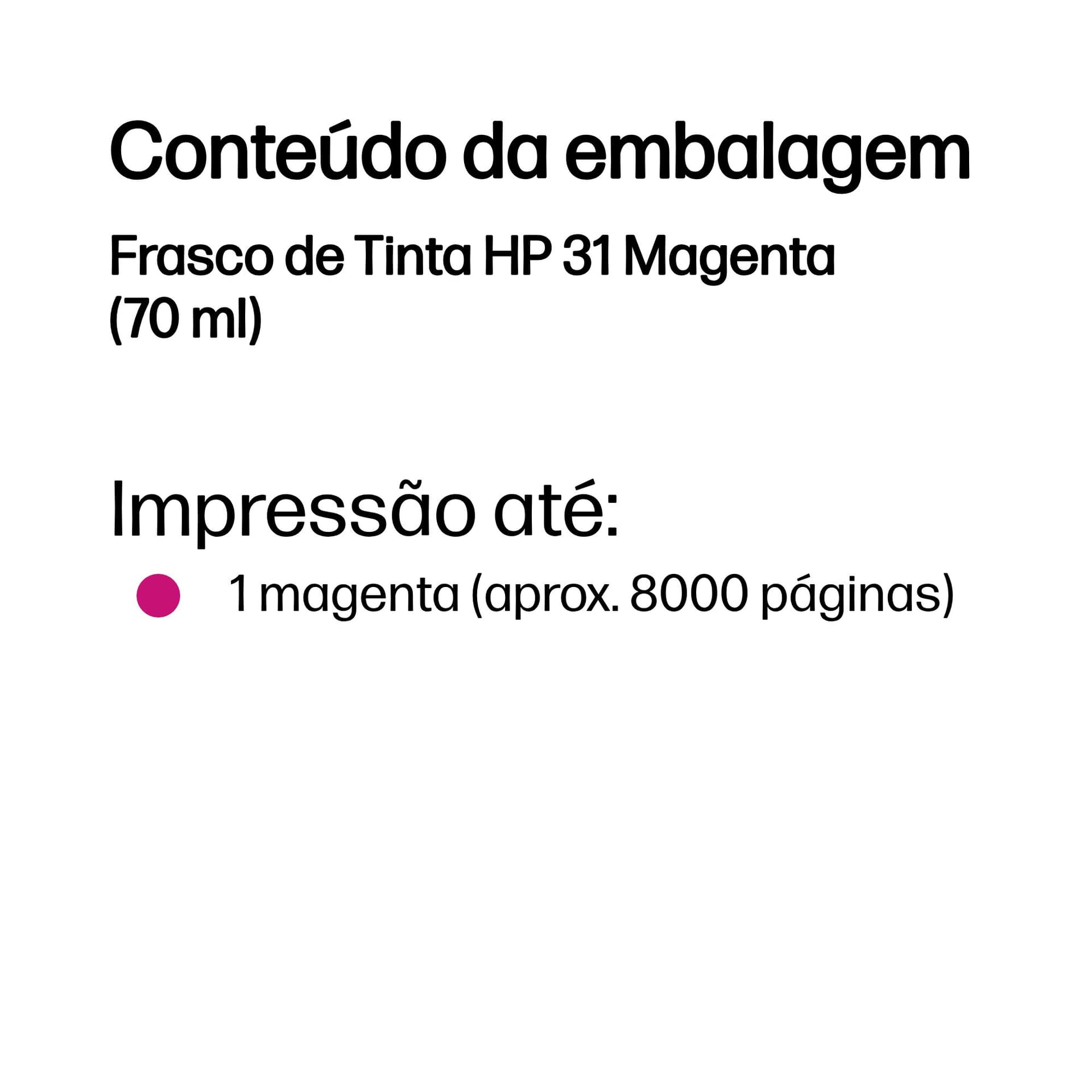 HP Frasco de Tinta 31 Magenta (70 ml), miniatura 2