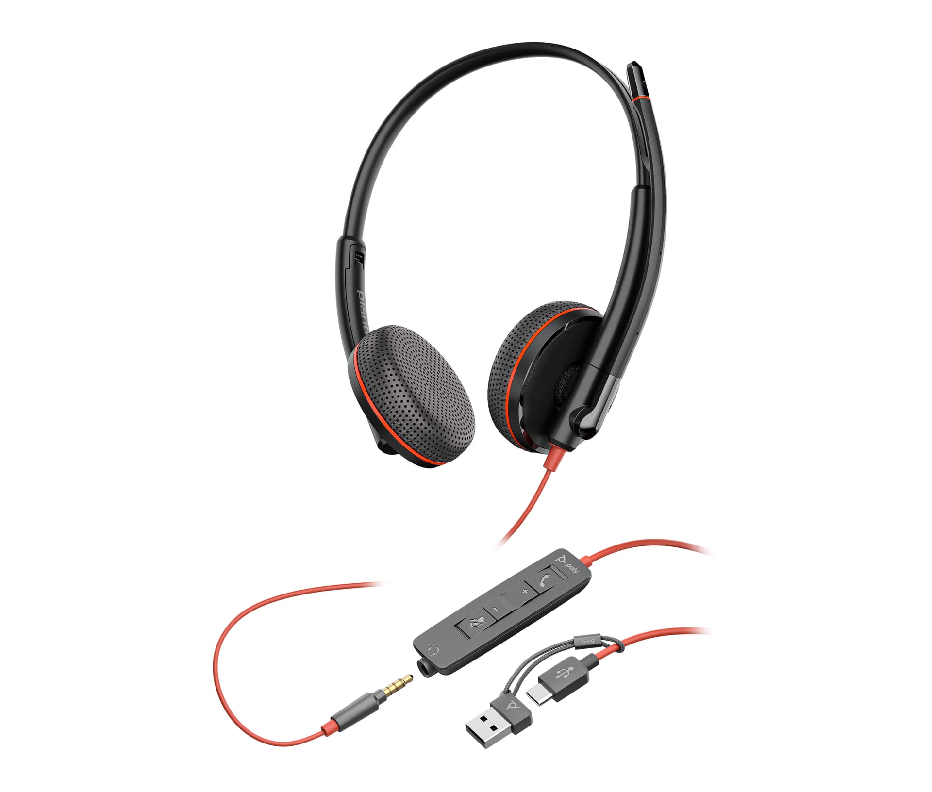 HP Poly Headset Estéreo Poly Blackwire 3225 com USB-C + Conector de 3,5 mm + Adaptador USB-C/A, miniatura 7