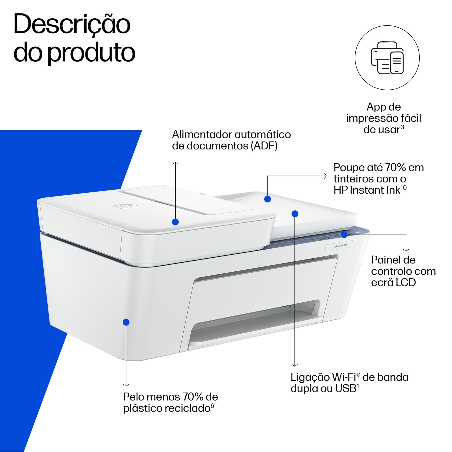 HP DeskJet 4322 Sem fios All-in-One Cor Impressora, miniatura 4
