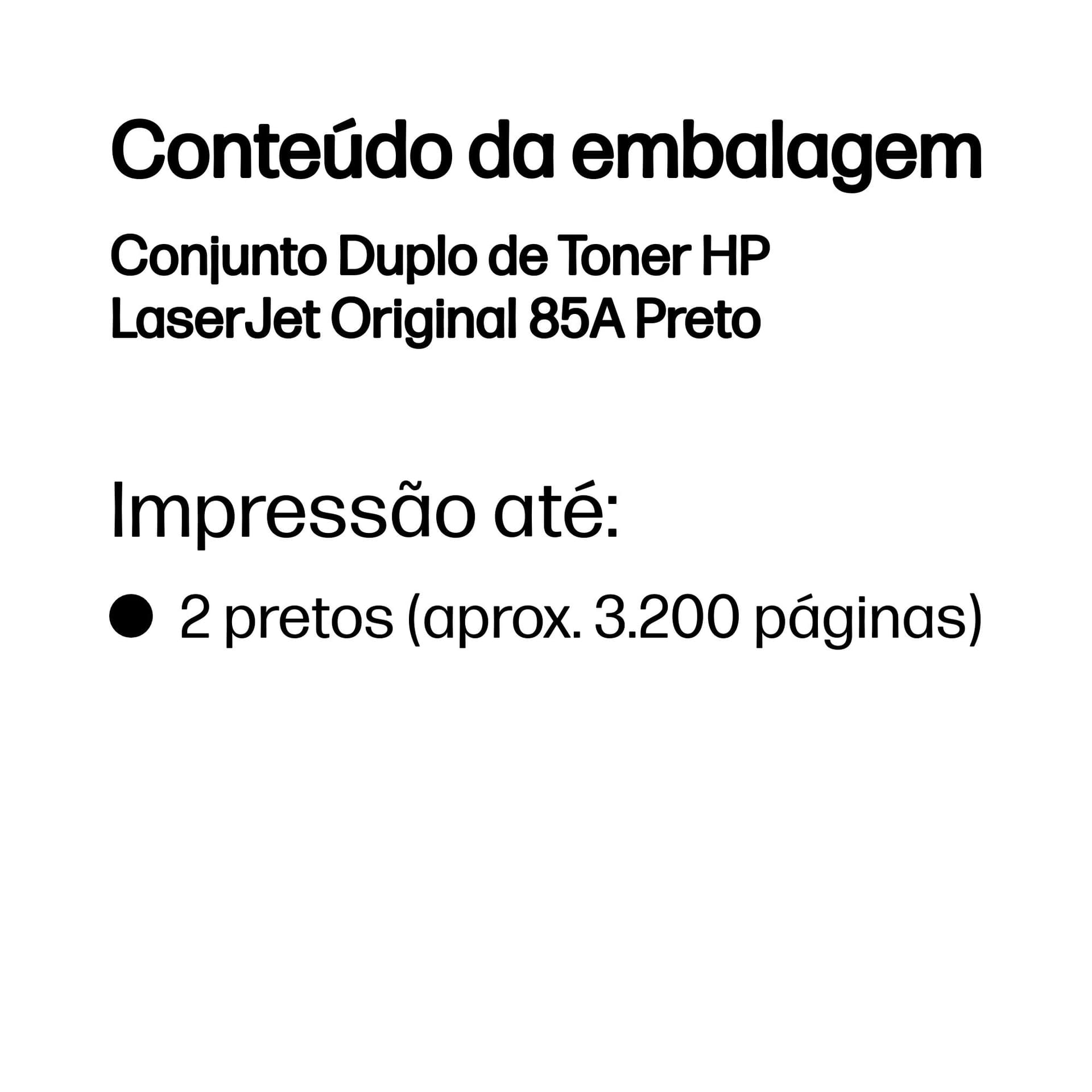 HP Conjunto Duplo de Toner LaserJet Original 85A Preto, miniatura 3