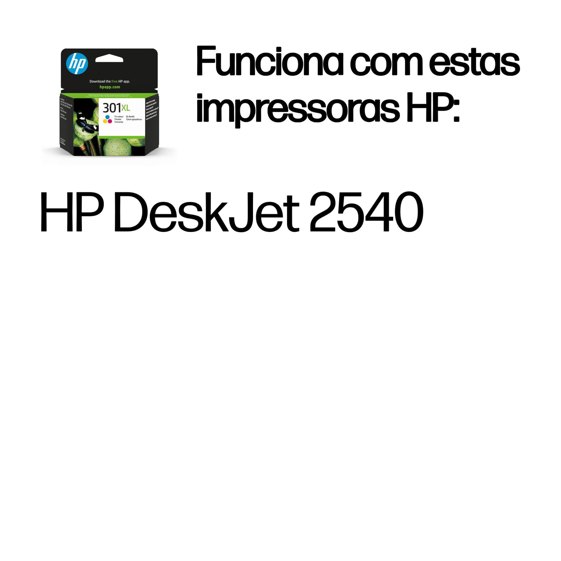 HP Tinteiro Original 301XL Tricolor de elevado rendimento, miniatura 2