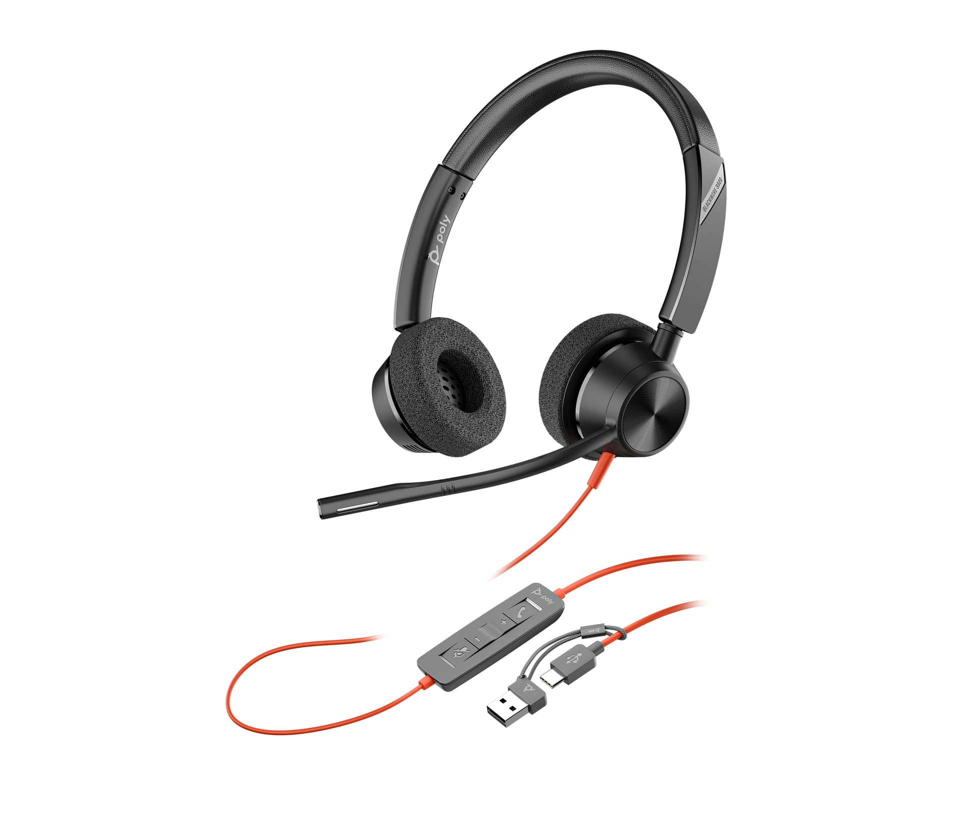 HP Poly Headset Estéreo Poly Blackwire 3320 com USB-C + Adaptador USB-C/A, miniatura 6