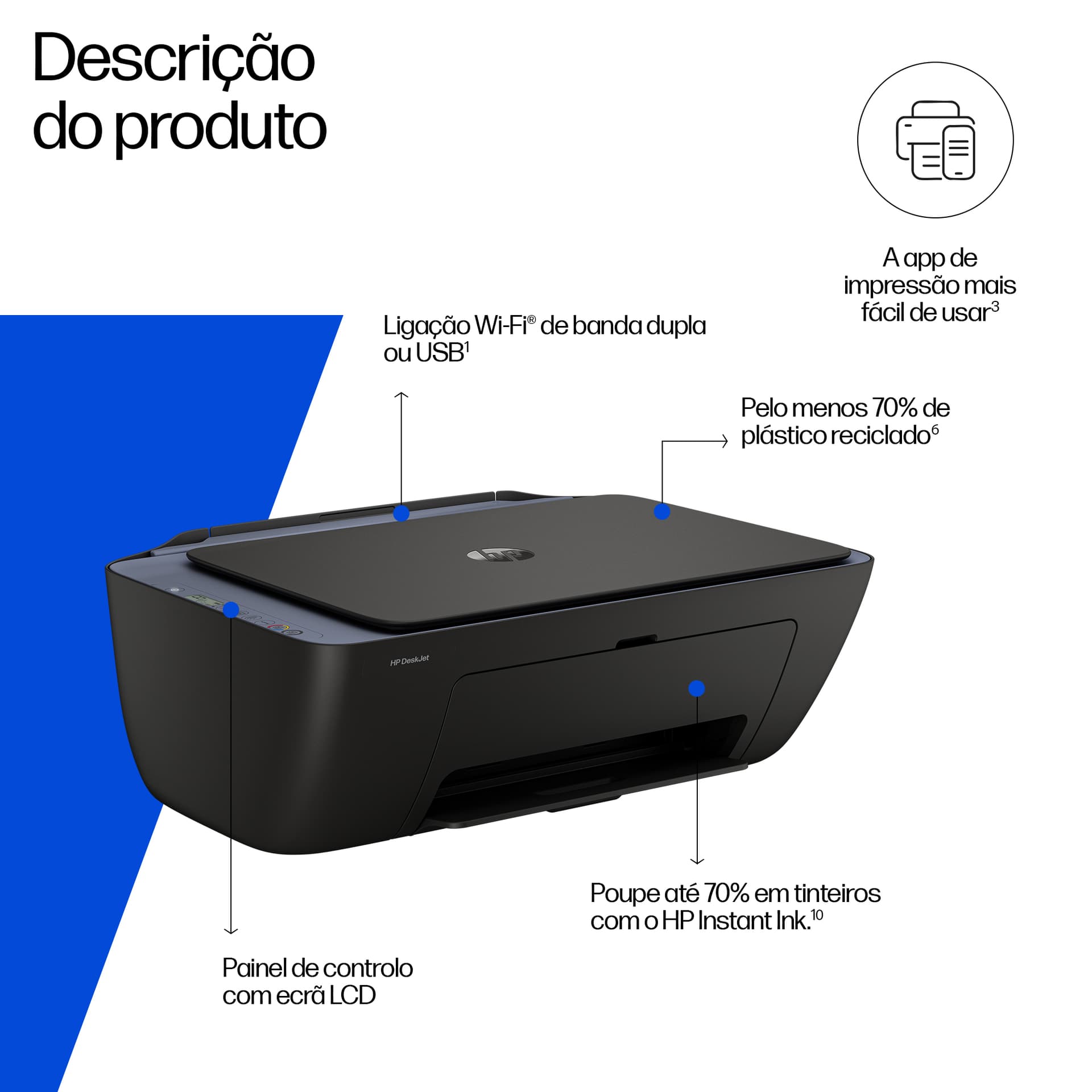 HP DeskJet 2921 Sem fios All-in-One Cor Impressora, Instant Ink — miniatura 4