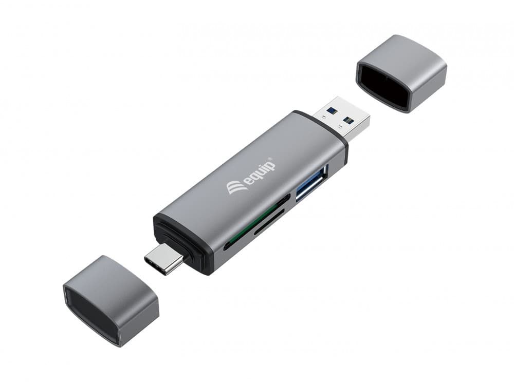 EQUIP LIFE LEITOR DE CARTOES USB-A 3.2 & USB-C SD- MICRO SD ALUMINIO — miniatura 1