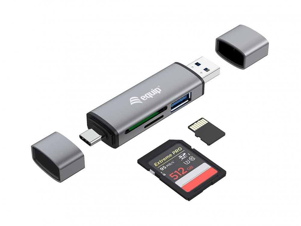 EQUIP LIFE LEITOR DE CARTOES USB-A 3.2 & USB-C SD- MICRO SD ALUMINIO — miniatura 2