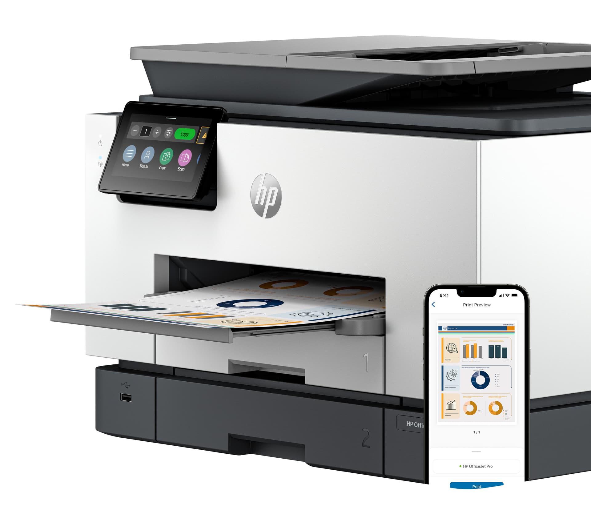 HP OfficeJet Pro 9130b Sem fios All-in-One Cor Impressora, Impressão frente e verso; Copiadora, scanner — miniatura 9