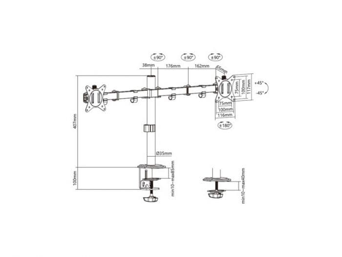 EQUIP ERGO SUPORTE SECRETARIA 2 MONITORES 17" 32" ARTICULADO 650157, miniatura 5