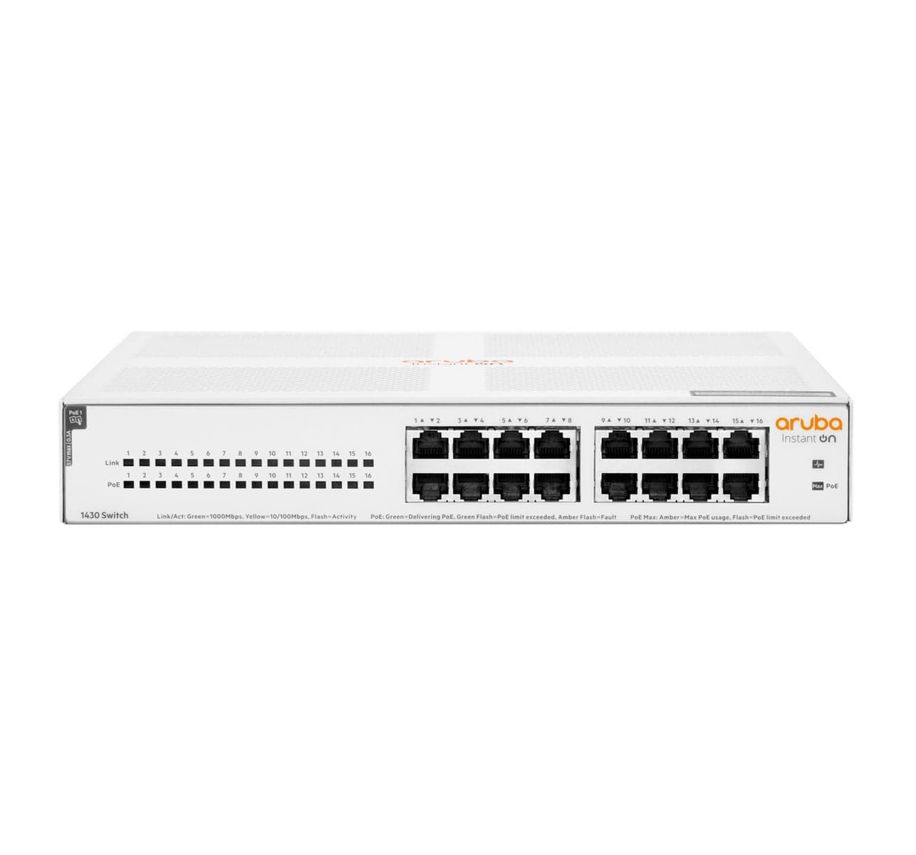 HPE Networking Instant On 1430 16G Class4 PoE 124W Switch - Interruptor - sem gestão - 16 x 10/100/1000 (PoE Class 4) - desktop, montável em trilho, montável na parede - PoE (124 W) - BTO, miniatura 1
