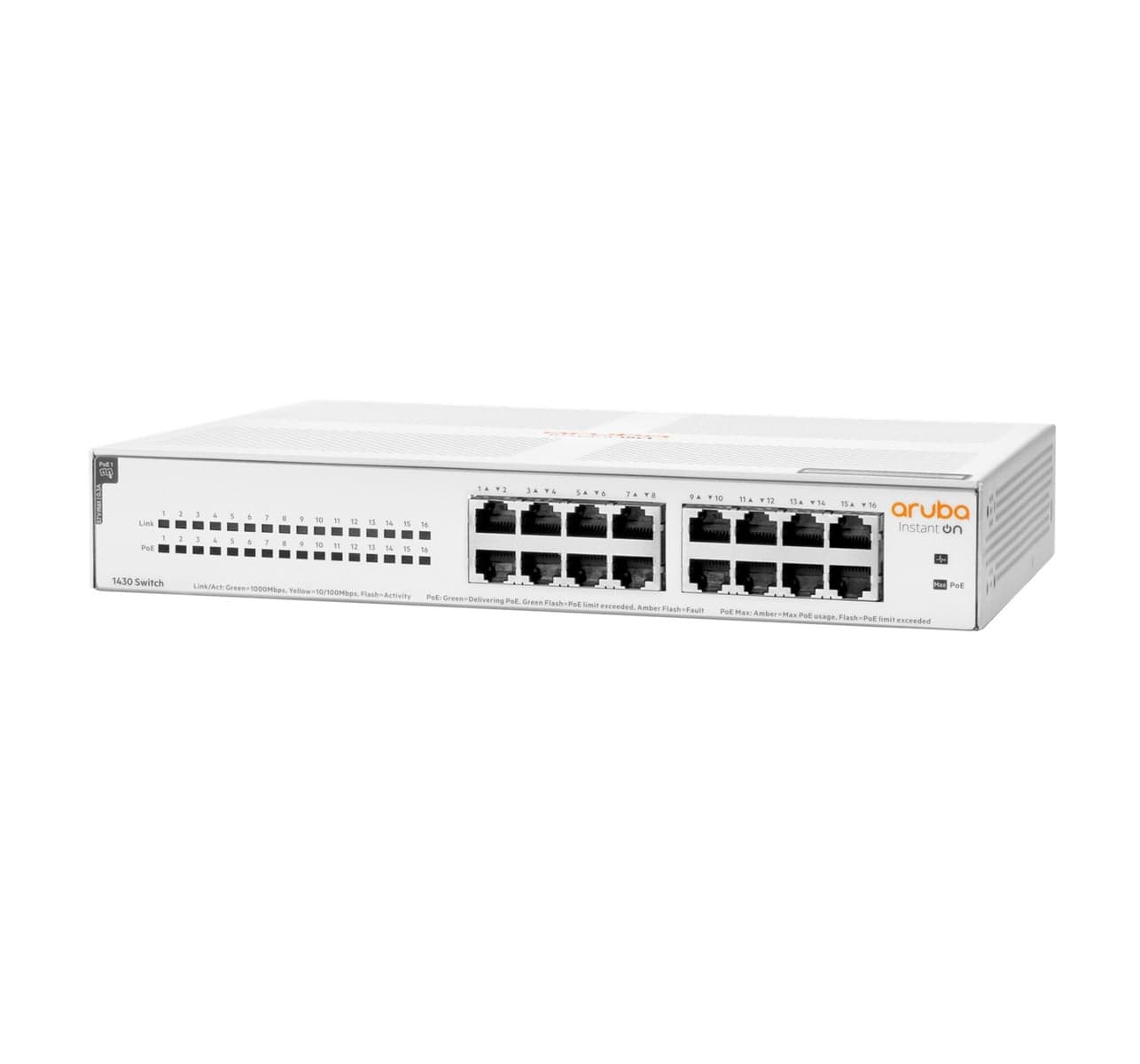 HPE Networking Instant On 1430 16G Class4 PoE 124W Switch - Interruptor - sem gestão - 16 x 10/100/1000 (PoE Class 4) - desktop, montável em trilho, montável na parede - PoE (124 W) - BTO, miniatura 2