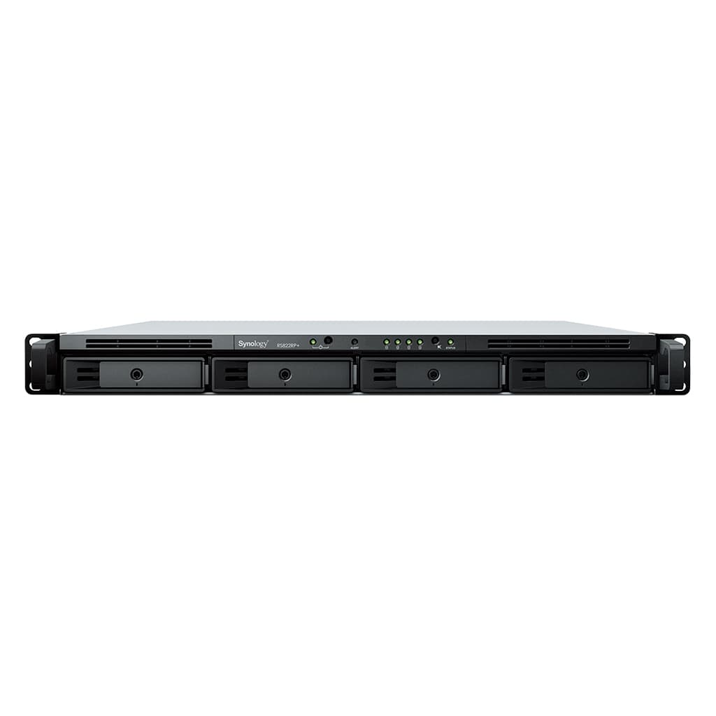 Synology RackStation RS822RP+ - Servidor NAS - 4 baias - montável em bastidor - SATA 6Gb/s - RAID (expansão de disco rígido) 0, 1, 5, 6, 10, JBOD - RAM 2 GB - Gigabit Ethernet - iSCSI assistência - 1U, miniatura 4