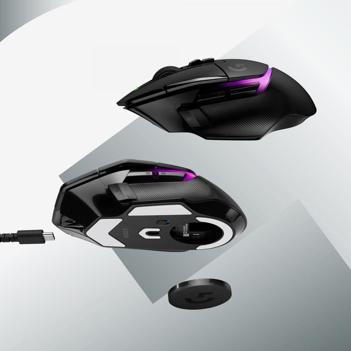 Logitech G G502 X PLUS - Rato - óptico - 11 botões - sem fios - 2.4 GHz - recetor USB Logitech LIGHTSPEED - preto — miniatura 7