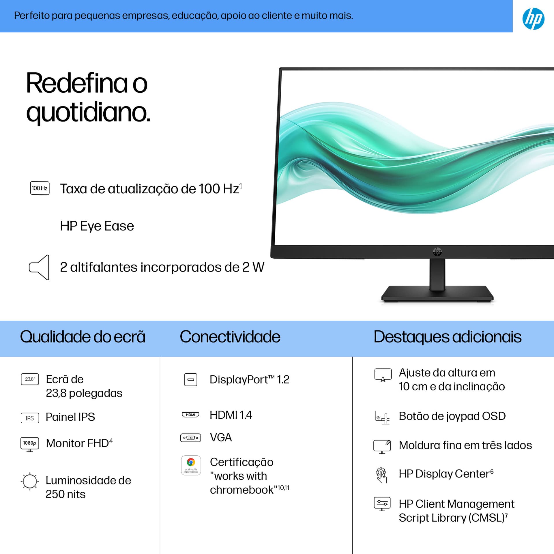 HP Series 3 Pro Monitor FHD Série 3 Pro de 23,8 polegadas - 324ph — miniatura 3