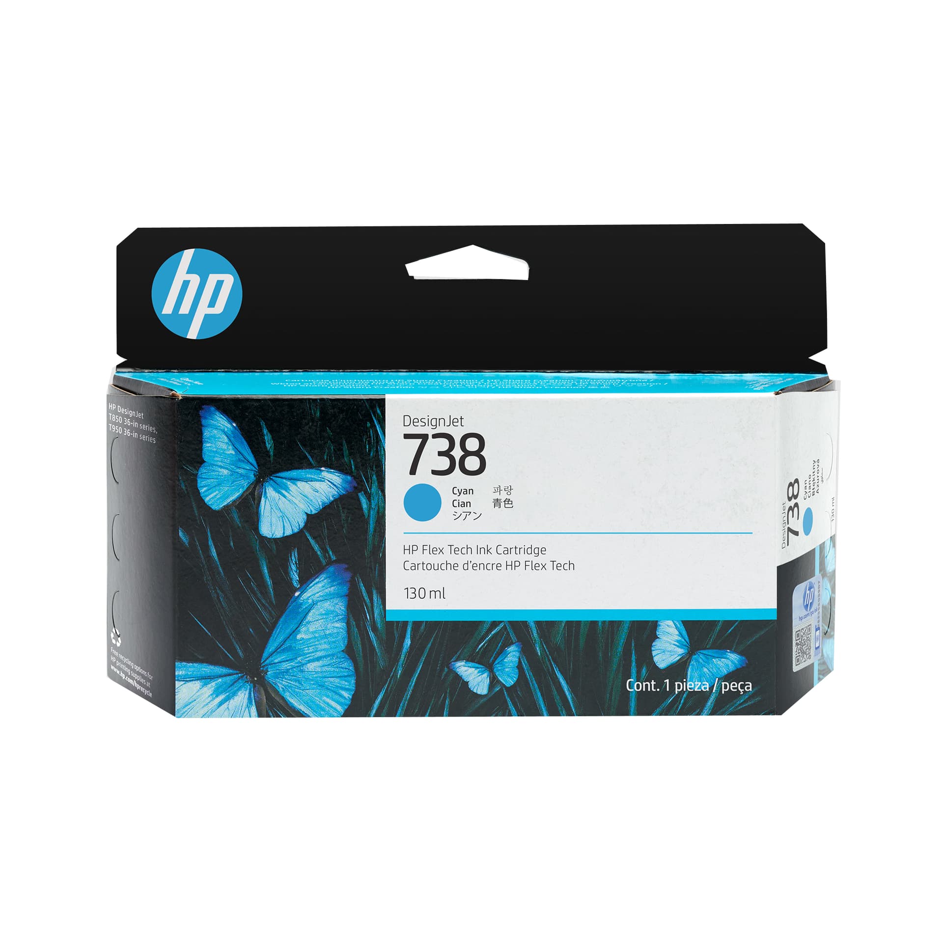 HP Tinteiro DesignJet 738 Ciano (130 ml), miniatura 1