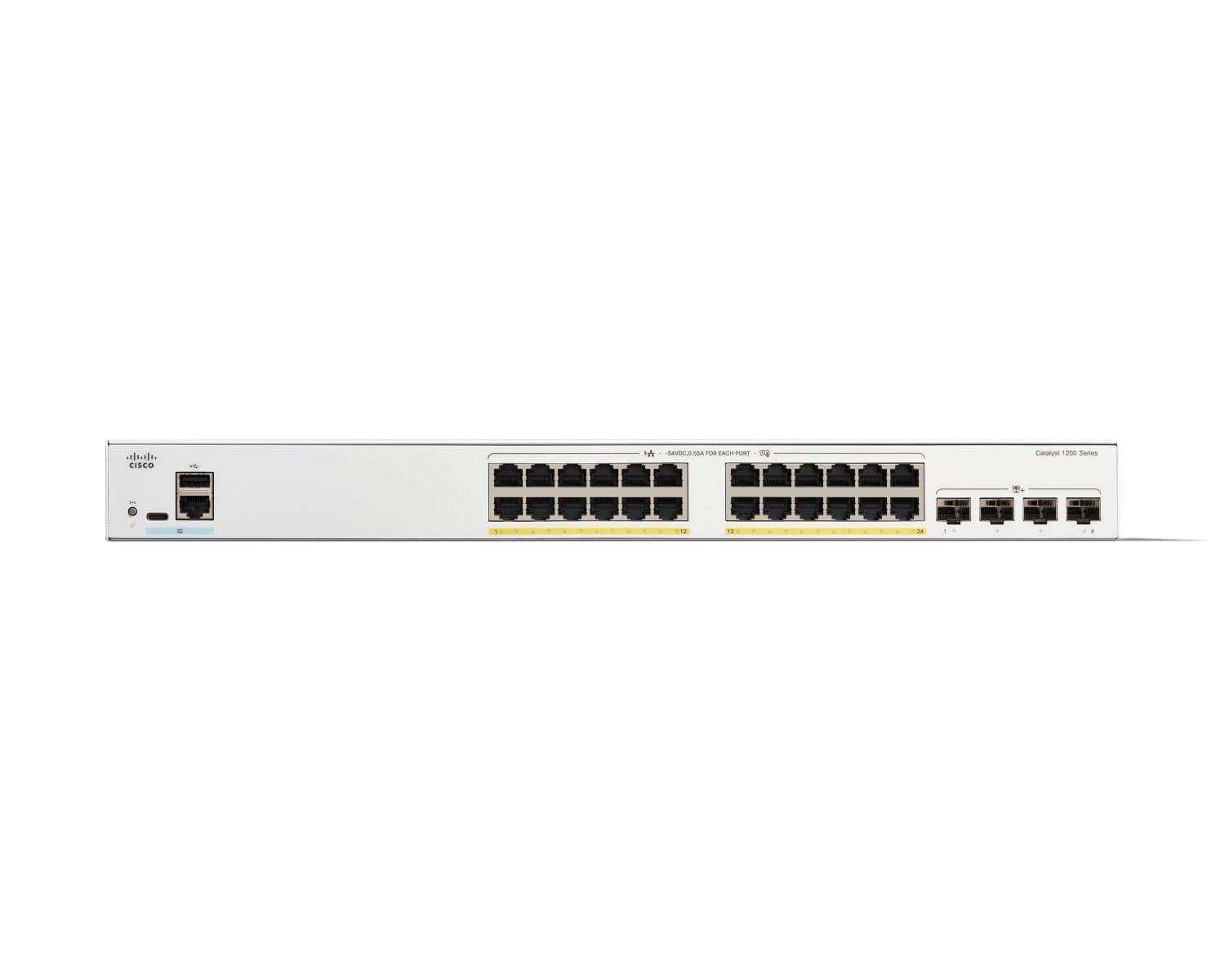 Cisco Catalyst 1200-24FP-4X - Interruptor - L3 - inteligente - 24 x 10/100/1000 (PoE+) + 4 x 10 Gigabit SFP+ - montável em trilho - PoE+ (375 W) — miniatura 2