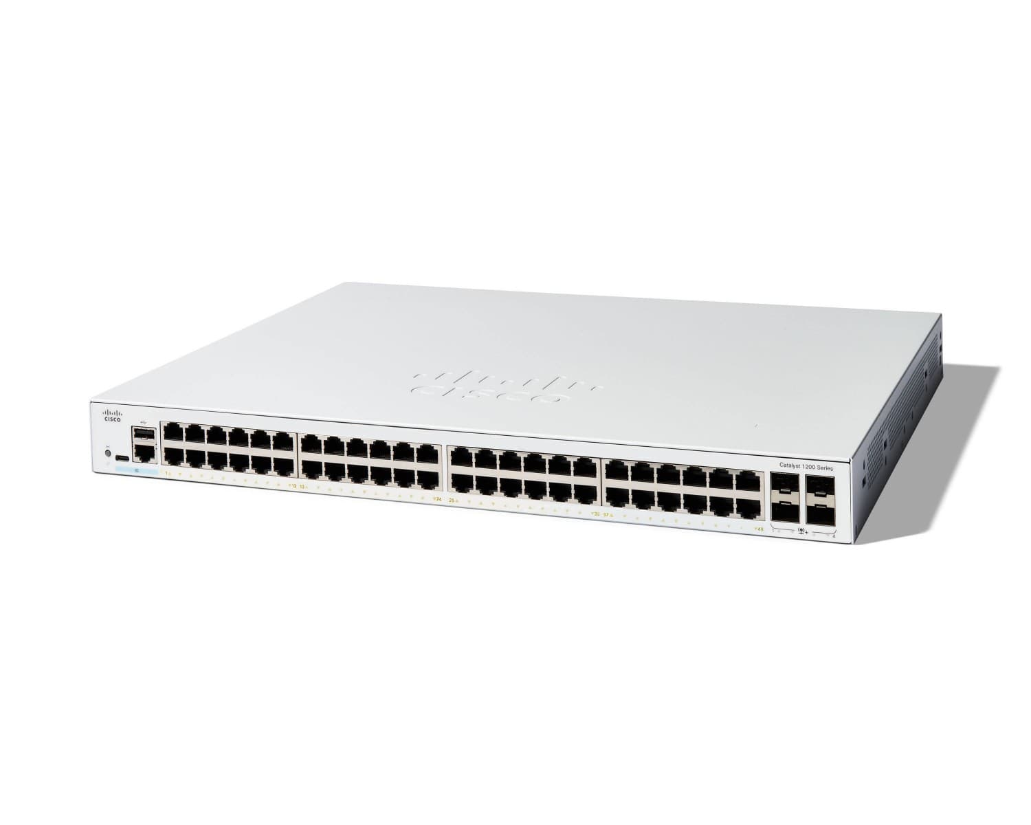 Cisco Catalyst 1200-48T-4X - Interruptor - L3 - inteligente - 48 x 10/100/1000Base-T + 4 x 10 Gigabit SFP+ - montável em trilho — miniatura 1