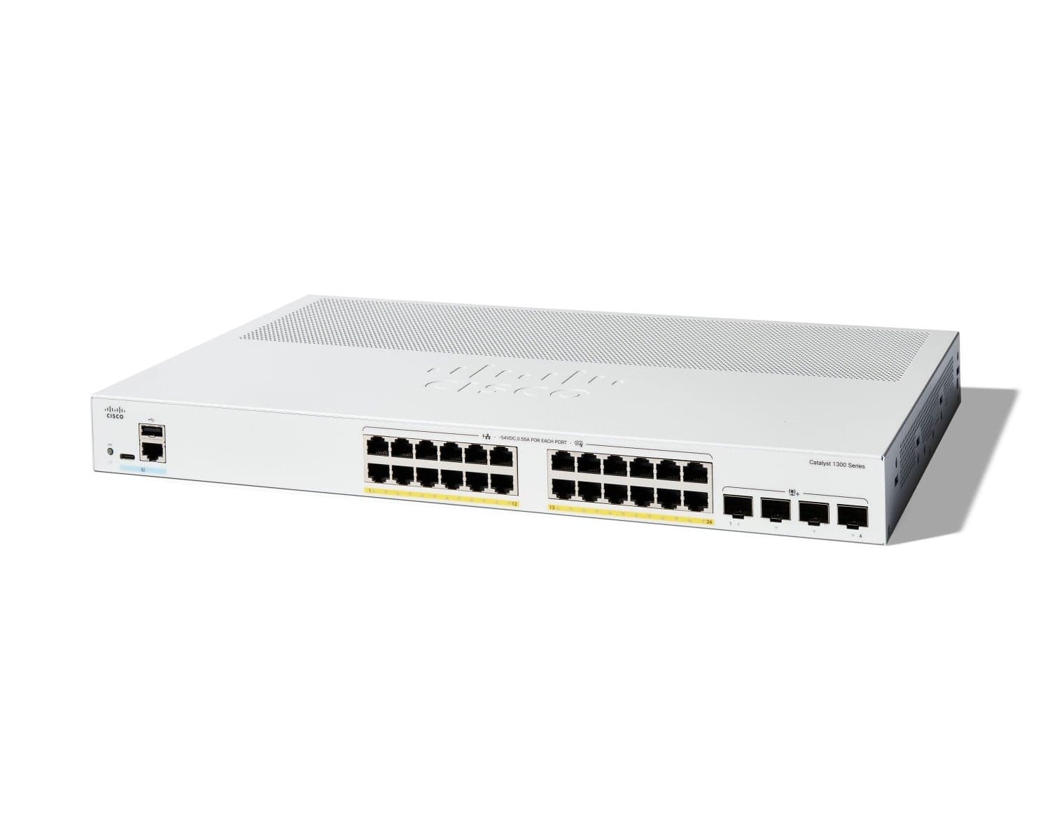 Cisco Catalyst 1300-24P-4X - Interruptor - L3 - Administrado - 24 x 10/100/1000 (PoE+) + 4 x 10 Gigabit SFP+ - montável em trilho - PoE+ (195 W) — miniatura 1