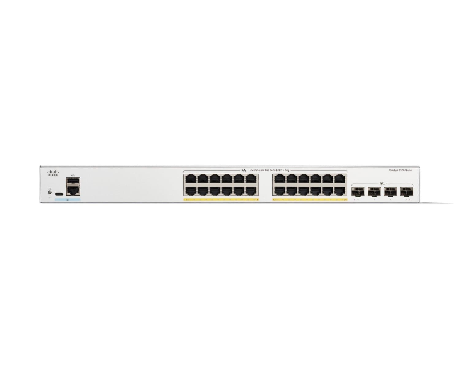 Cisco Catalyst 1300-24P-4X - Interruptor - L3 - Administrado - 24 x 10/100/1000 (PoE+) + 4 x 10 Gigabit SFP+ - montável em trilho - PoE+ (195 W) — miniatura 2