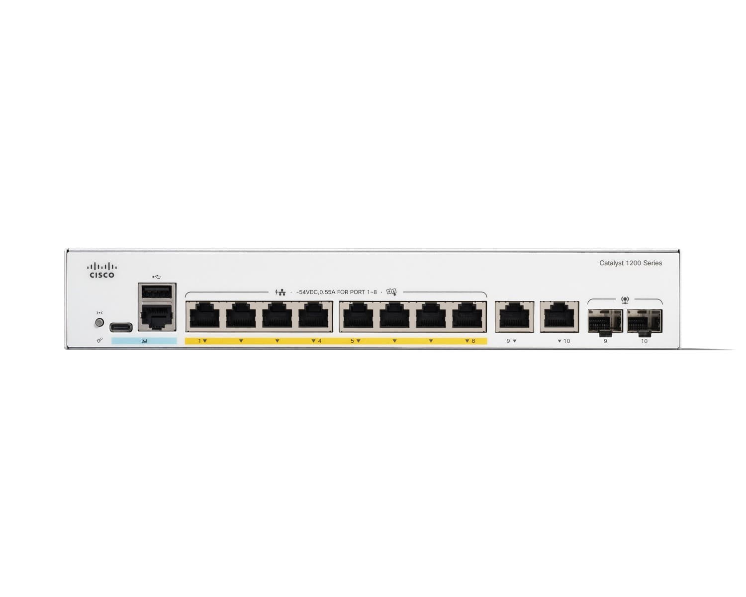Cisco Catalyst 1200-8FP-2G - Interruptor - L3 - inteligente - 8 x 10/100/1000 (PoE+) + 2 x combo Gigabit SFP/RJ-45 - montável em trilho - PoE+ (120 W) — miniatura 2