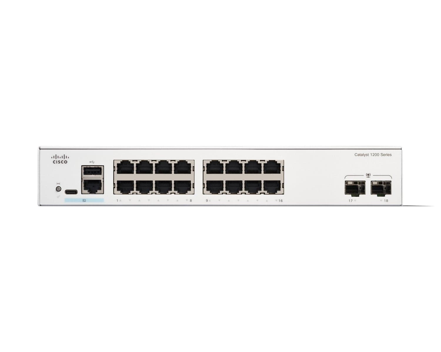 Cisco Catalyst 1200-16T-2G - Interruptor - L3 - inteligente - 16 x 10/100/1000 + 2 x Gigabit Ethernet SFP - montável em trilho — miniatura 2