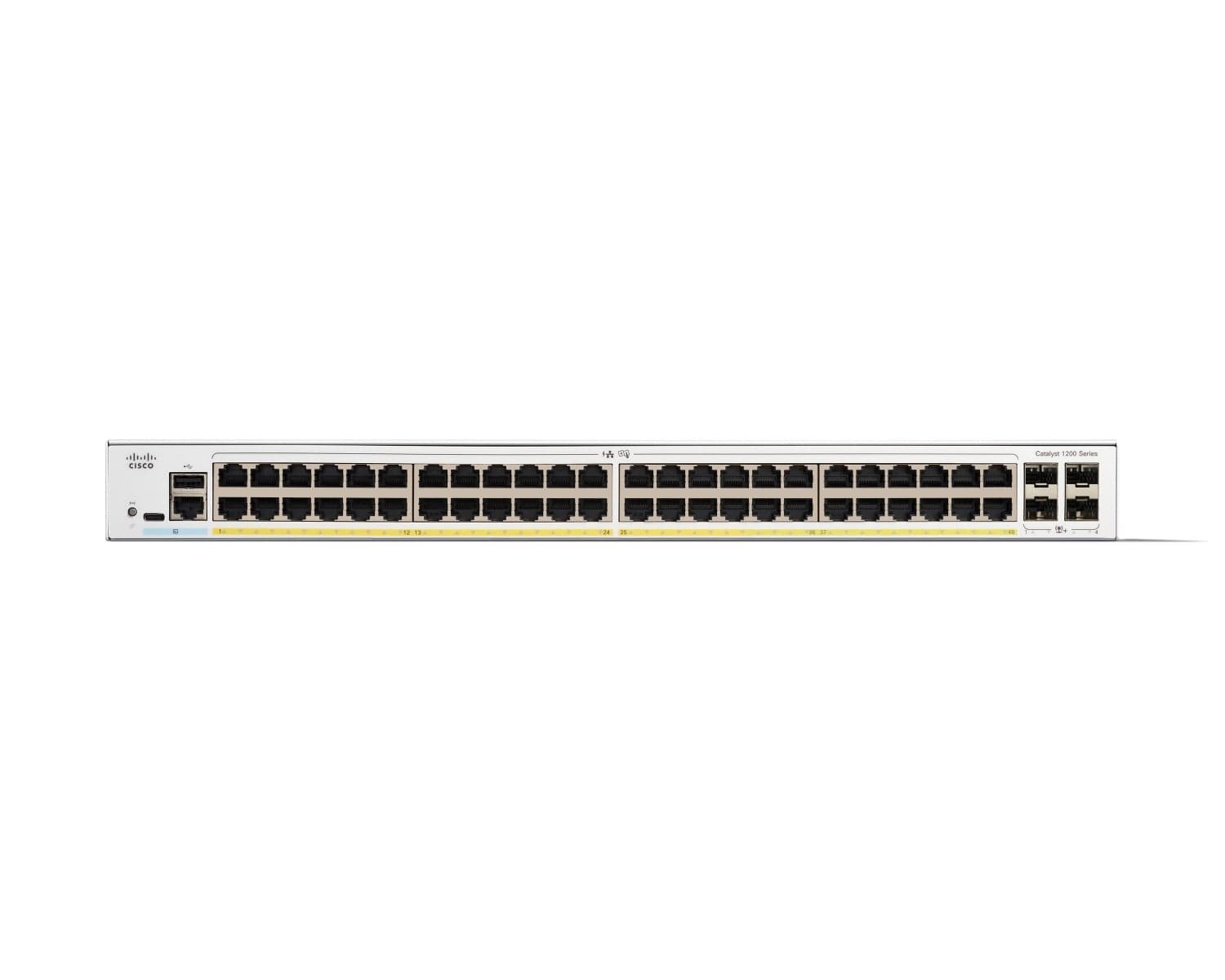 Cisco Catalyst 1200-48P-4X - Interruptor - L3 - inteligente - 48 x 10/100/1000 (PoE+) + 4 x 10 Gigabit SFP+ - montável em trilho - PoE+ (375 W) — miniatura 2