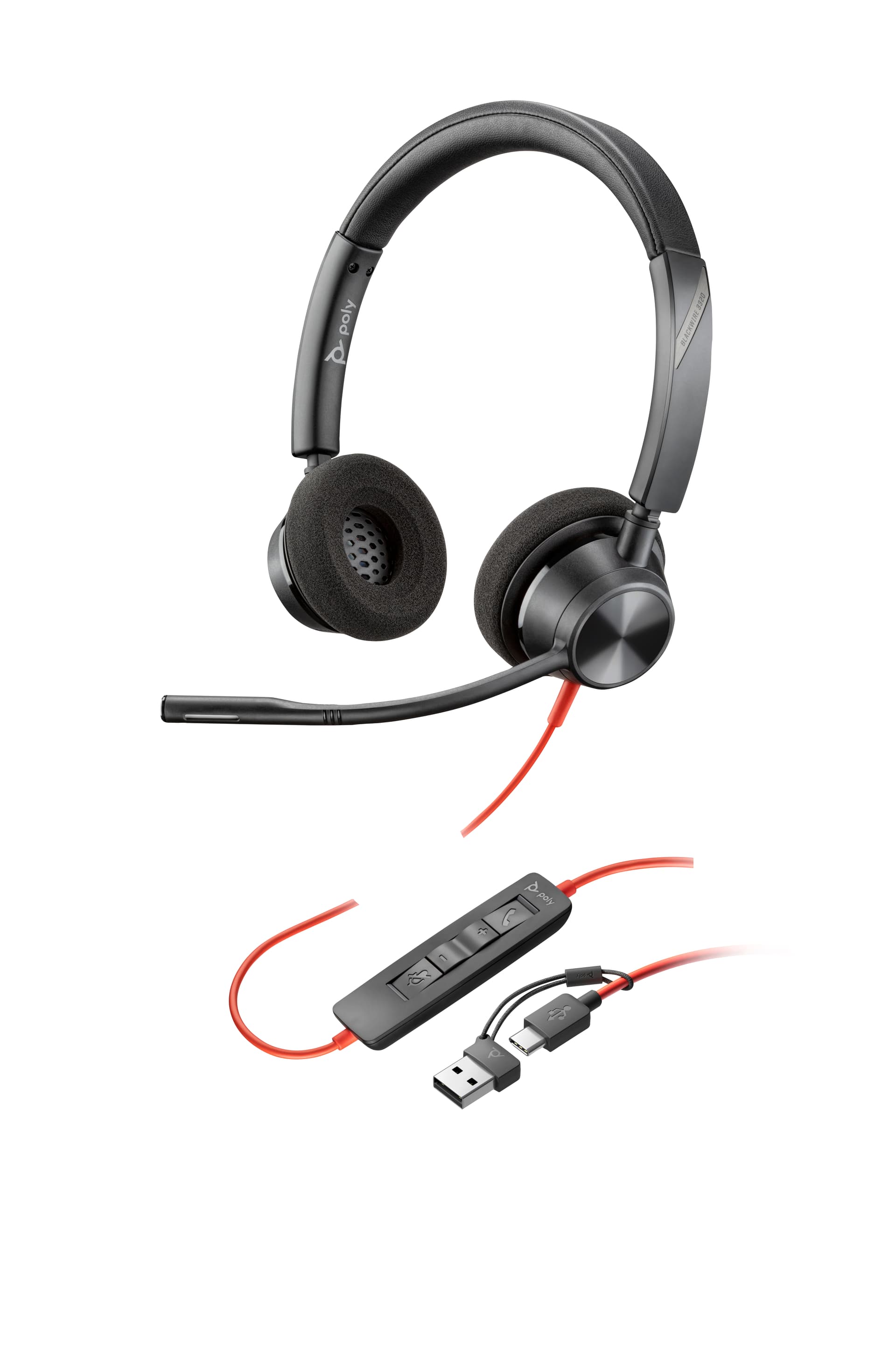 HP Poly Headset Estéreo Poly Blackwire 3320 com USB-C + Adaptador USB-C/A — miniatura 5