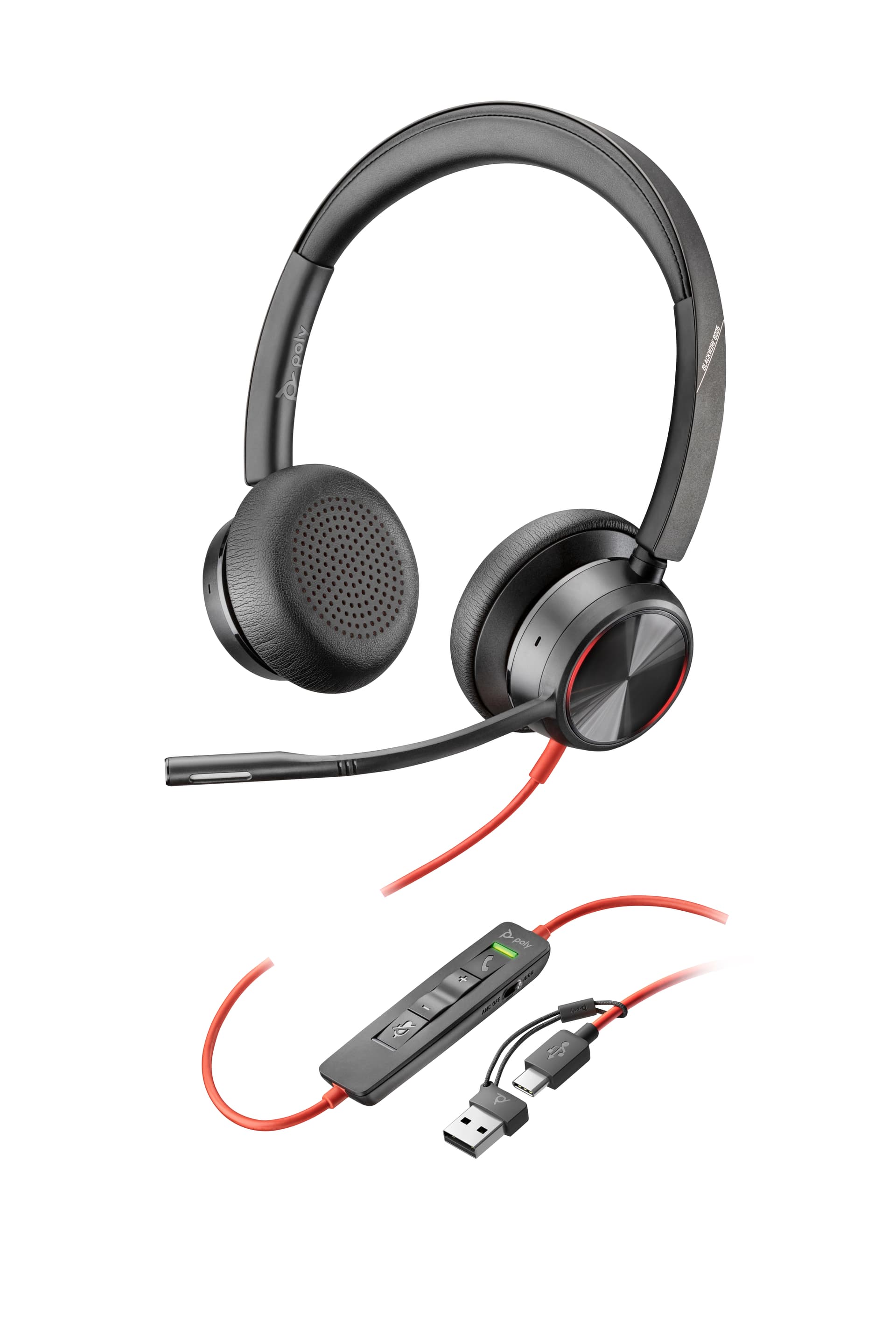 HP Poly Headset Estéreo Poly Blackwire 8225 com USB-C + Adaptador USB-C/A — miniatura 1