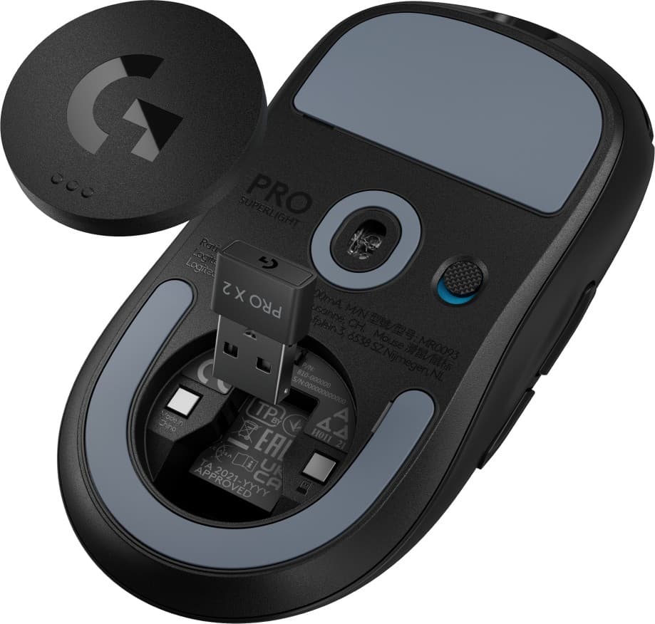 Logitech G PRO X SUPERLIGHT 2 - Rato - gaming - óptico - 5 botões - sem fios - 2.4 GHz - recetor USB Logitech LIGHTSPEED - preto — miniatura 6