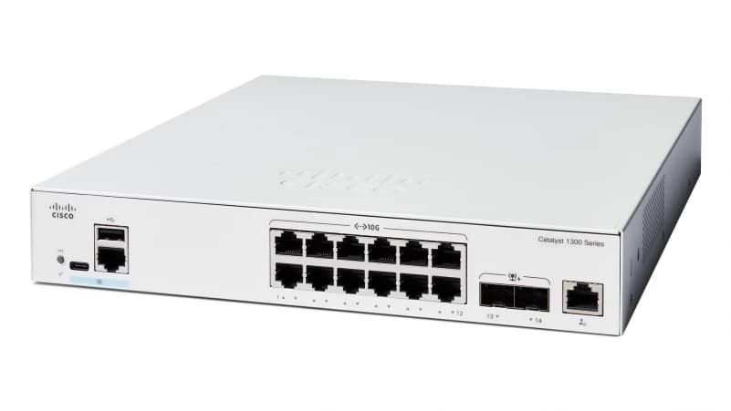 Cisco Catalyst 1300-12XT-2X - Interruptor - L3 - inteligente - 12 x 10GBase-T + 2 x 10 Gigabit SFP+ - montável em trilho — miniatura 2