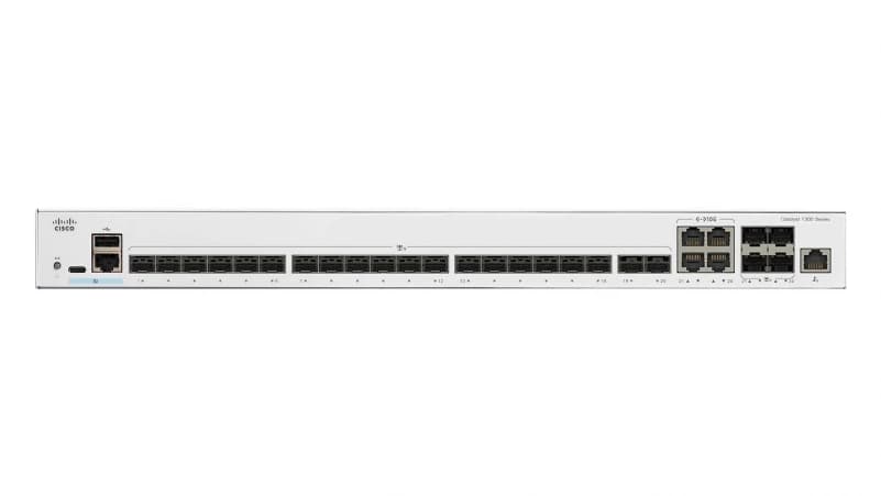 Cisco Catalyst 1300-24XS - Interruptor - L3 - inteligente - 24 x 10GBase-X + 4 x combo 10 Gigabit SFP+/RJ-45 - montável em trilho — miniatura 1