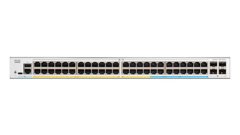 Cisco Catalyst 1300-48MGP-4X - Interruptor - L3 - Administrado - 32 x 10/100/1000 (PoE+) + 16 x 2.5G (PoE+) + 4 x 10 Gigabit SFP+ - montável em trilho - PoE+ (370 W) — miniatura 1