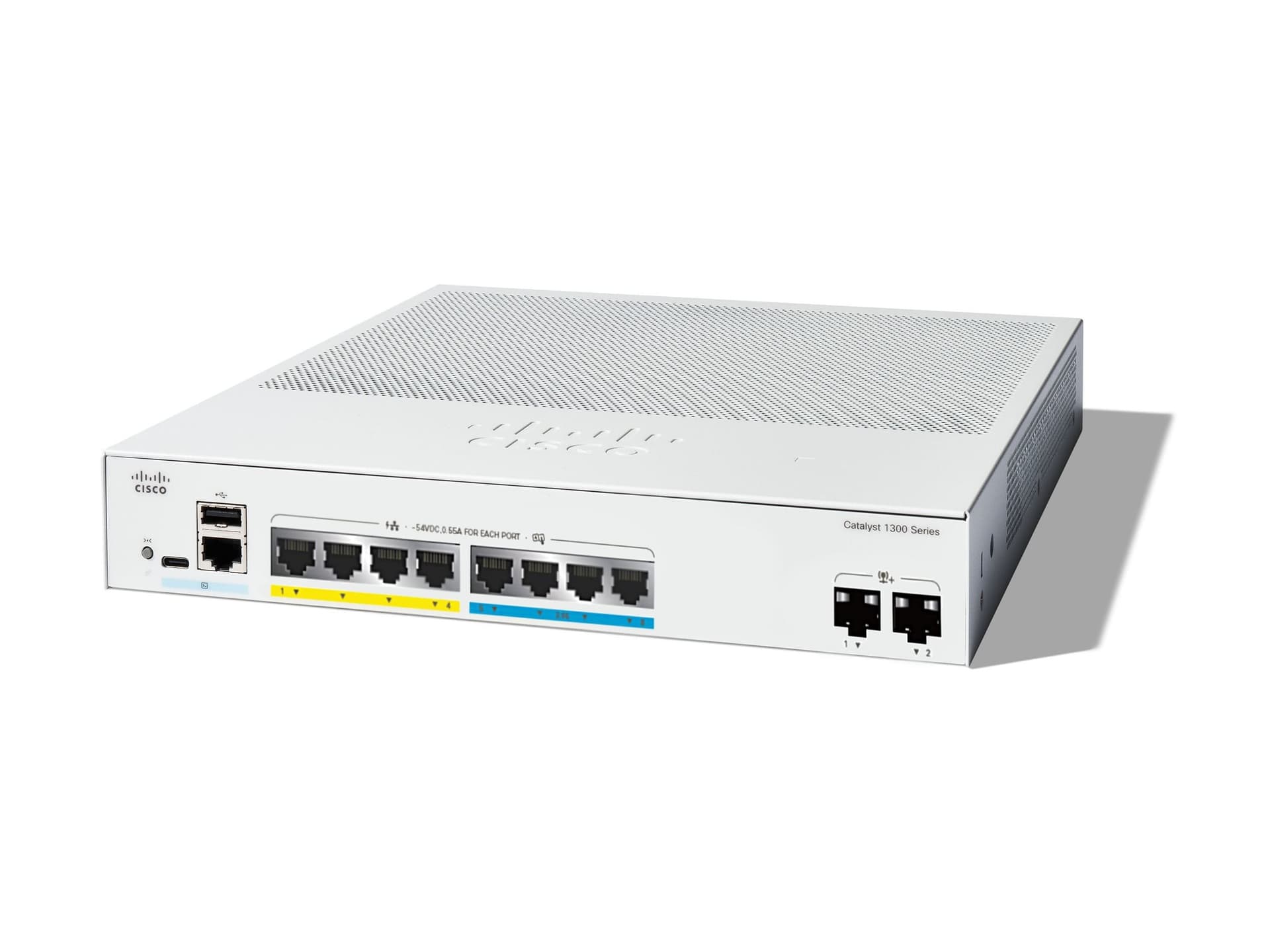 Cisco Catalyst 1300-8MGP-2X - Interruptor - L3 - Administrado - 4 x Ethernet Gigabit + 4 x 100/1000/2.5G + 2 x 10 Gigabit SFP+ - montável em trilho - PoE+ (120 W) — miniatura 2