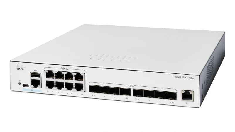 Cisco Catalyst 1300-16XTS - Interruptor - L3 - inteligente - 8 x 10GBase-T + 8 x 10 Gigabit SFP+ - montável em trilho — miniatura 2