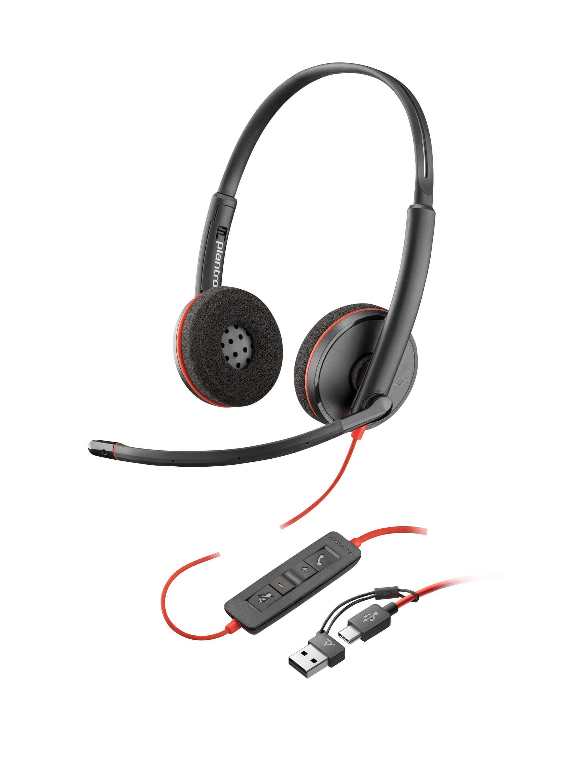 HP Poly Headset estéreo Poly Blackwire 3220 com USB-C + Adaptador USB-C/A (a granel) — miniatura 2
