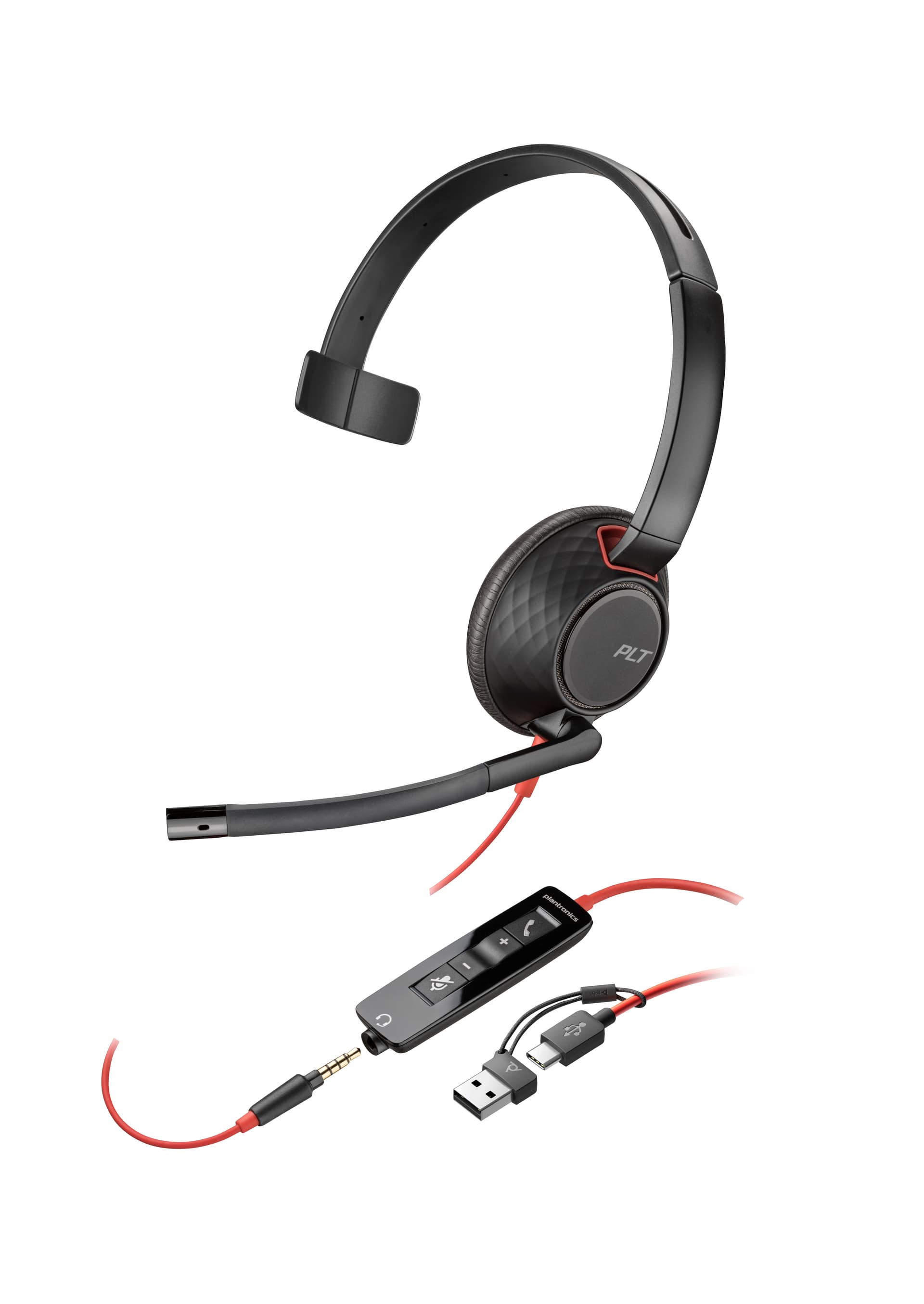 HP Poly Headset monaural Poly Blackwire 5210 com USB-C + Conector de 3,5 mm + Adaptador USB-C/A (a granel) — miniatura 4