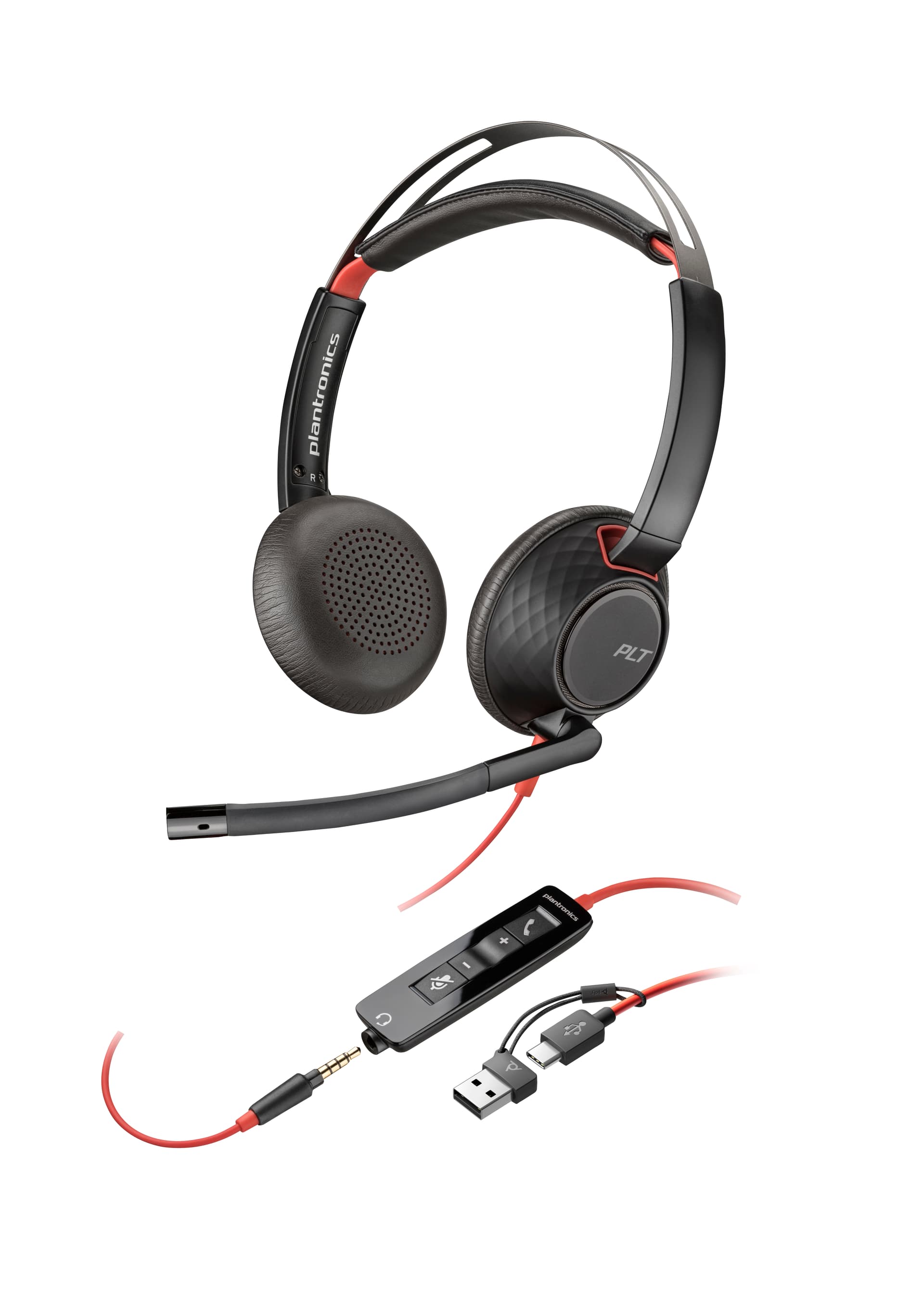 HP Poly Headset Estéreo Poly Blackwire 5220 com USB-C + Conector de 3,5 mm + Adaptador USB-C/A — miniatura 5